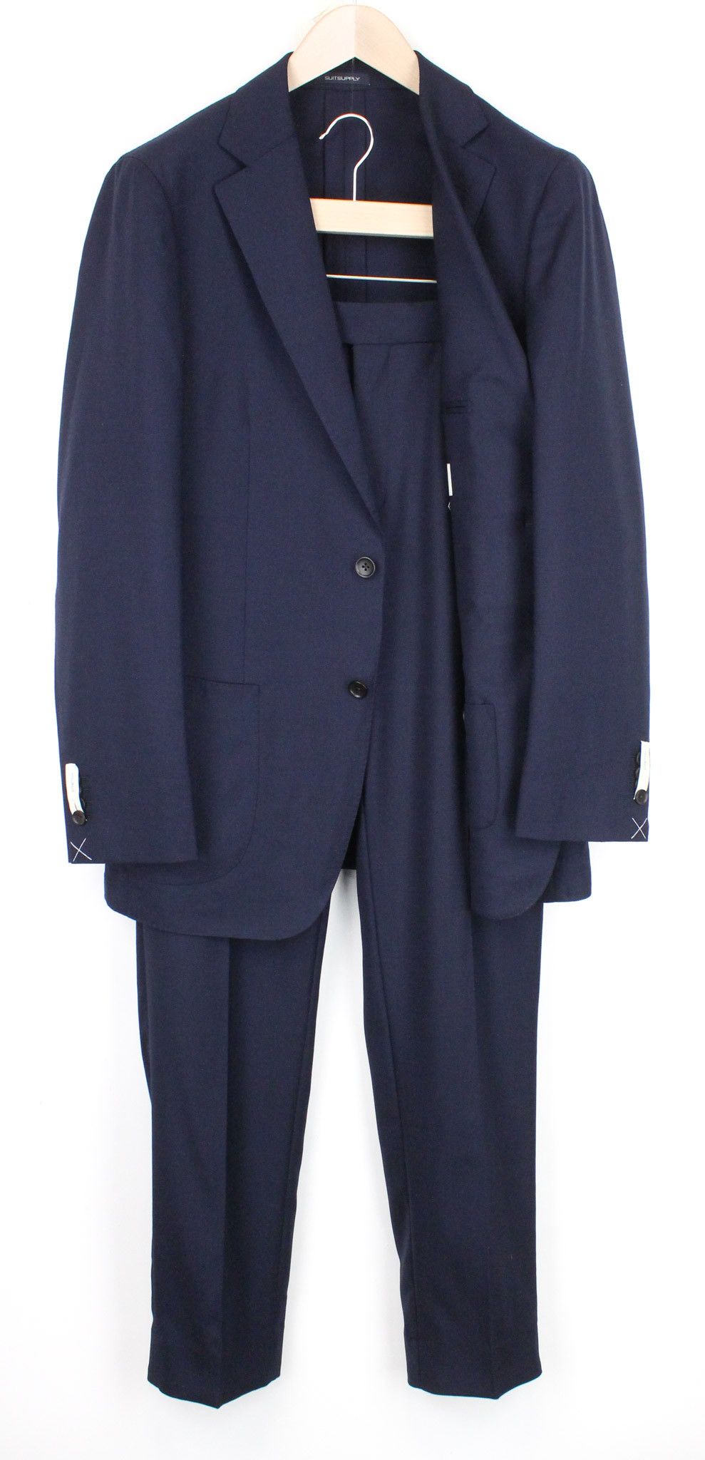 image of Suitsupply Havana Patch Uk40R Wool Stretch Slim Blue Suit 68536, Men's