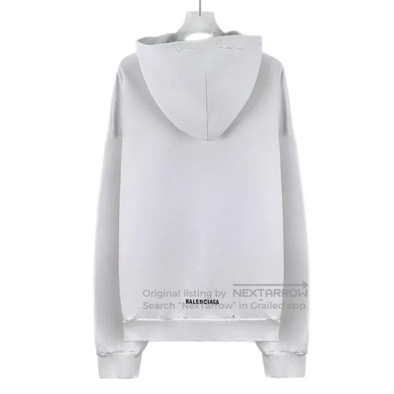 Balenciaga Balenciaga White Ripped Design Cotton Hooded Long Sleeve S Size US XS / EU 42 / 0 - 2 Thumbnail
