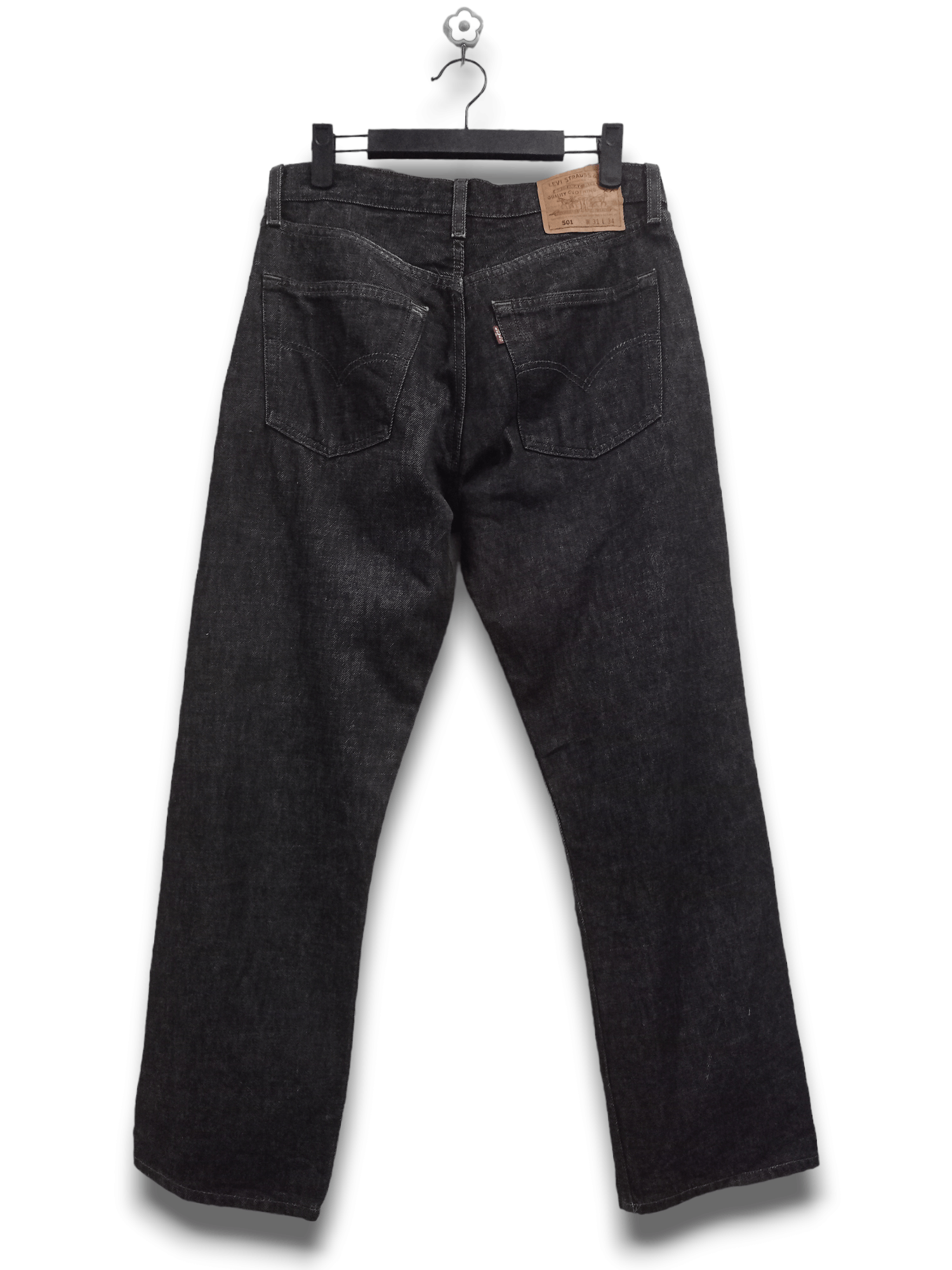 Levi's Vintage 90s LEVIS 501 Black Waxed Denim Loose Jeans 30x28 Size US 30 / EU 46 - 2 Thumbnail