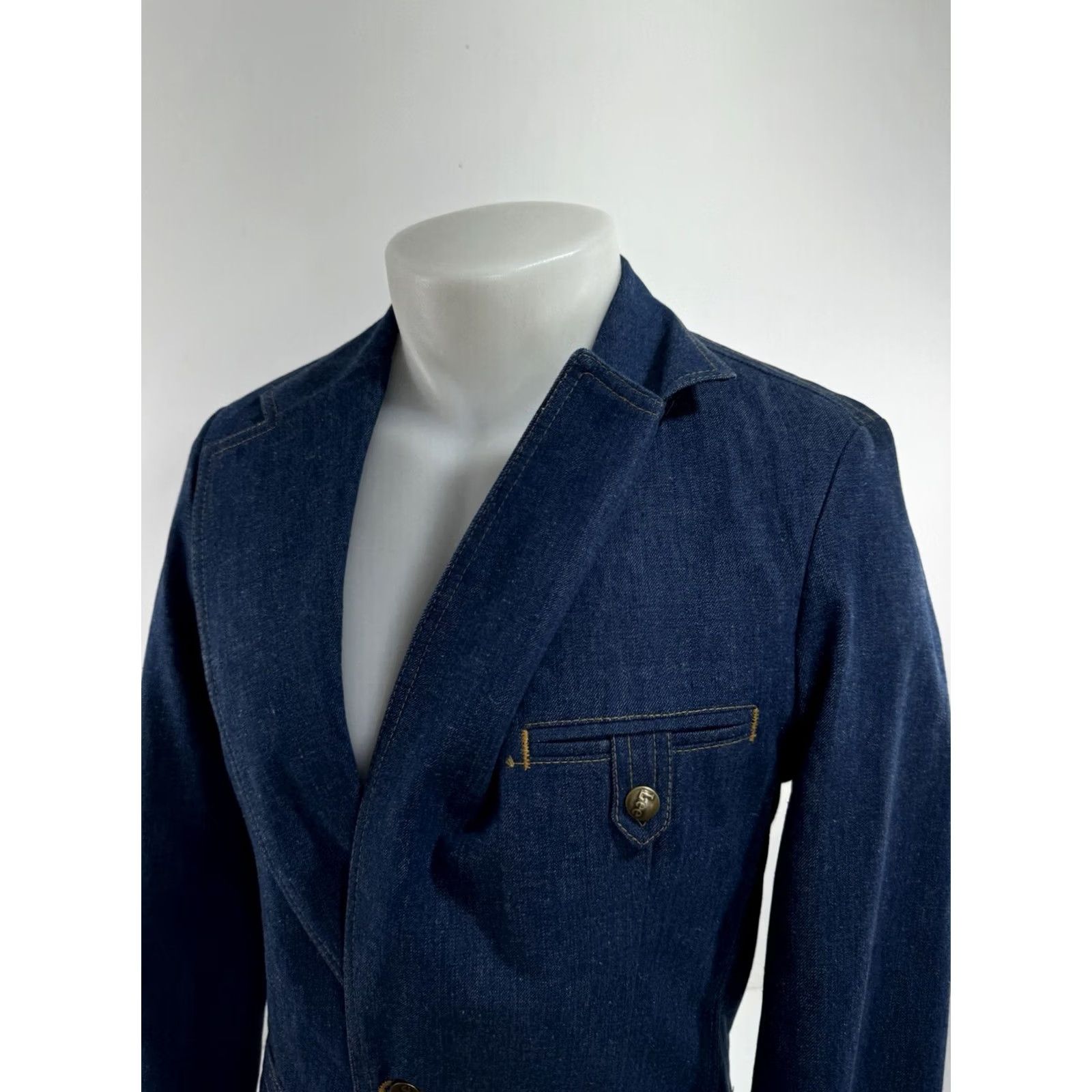 Lee LEE Denim Blazer Belted Vintage 38 Long Blue Cotton Men Muted 90s Jacket Womens? Size 38R - 3 Thumbnail