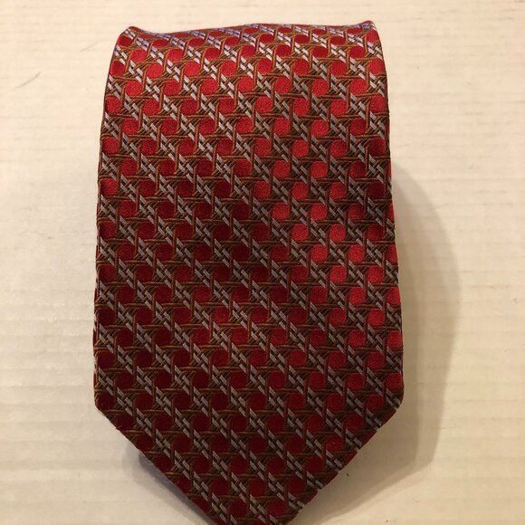 JHANE Barnes men's new red silk tie 3 3/4