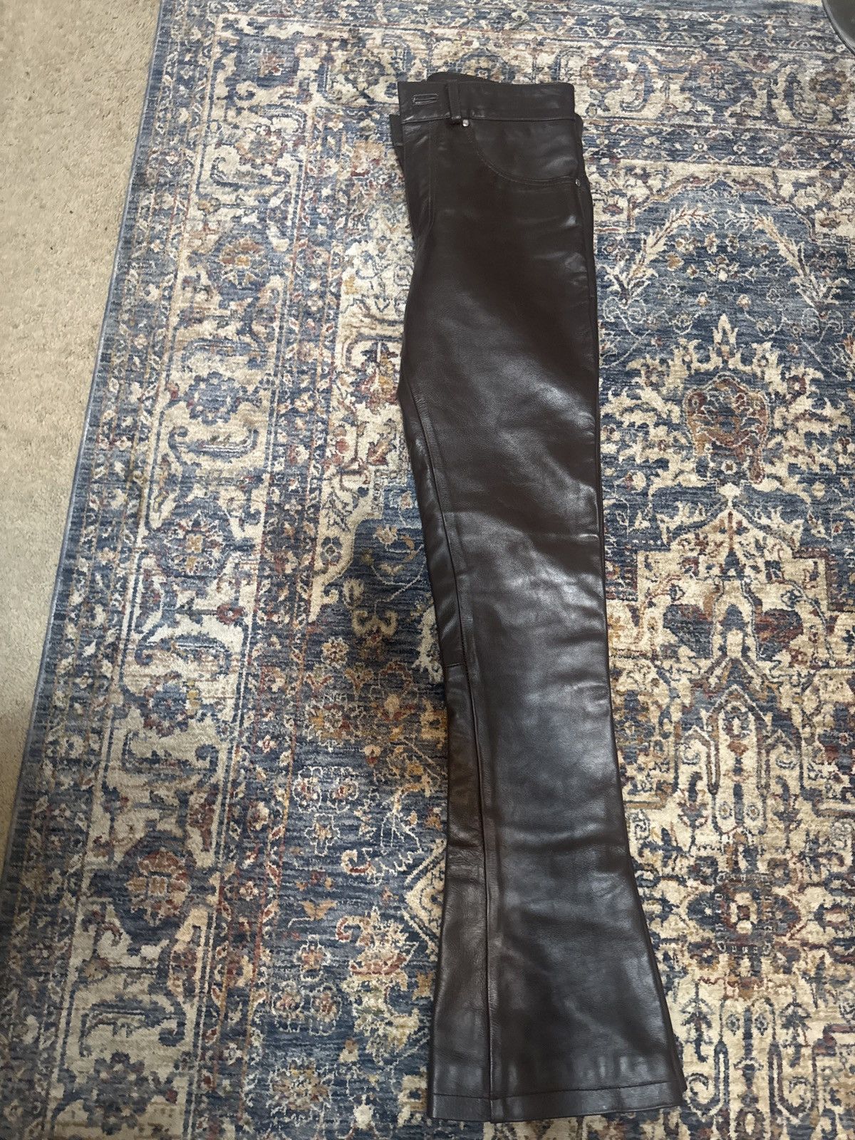 NYRVA NYRVA brown flared leather pants Size US 32 / EU 48 - 4 Thumbnail