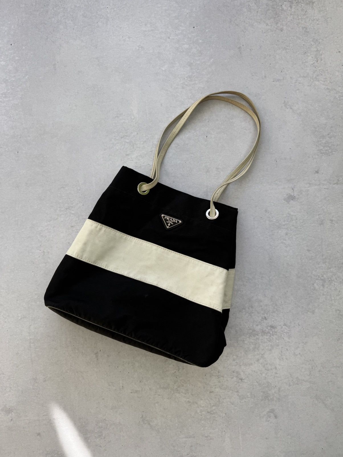 Prada Prada Nylon Totes Bag Black And White Lampo Furniture Size ONE SIZE - 2 Thumbnail