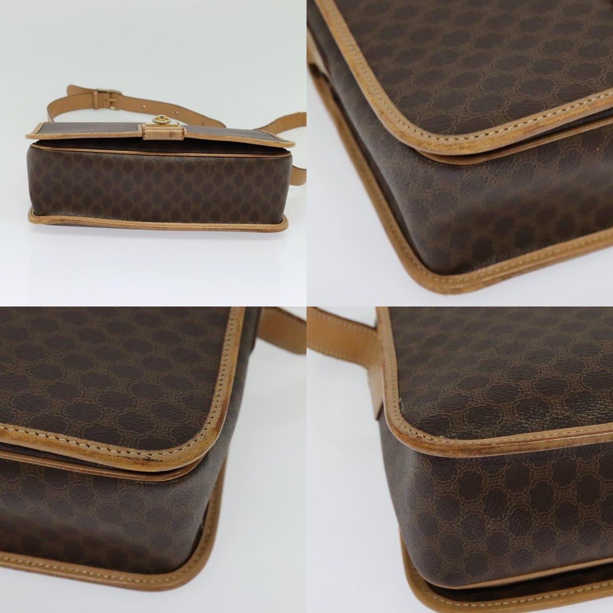 Celine CELINE Macadam Canvas Shoulder Bag Pvc Leather Brown Gold Size ONE SIZE - 10 Thumbnail