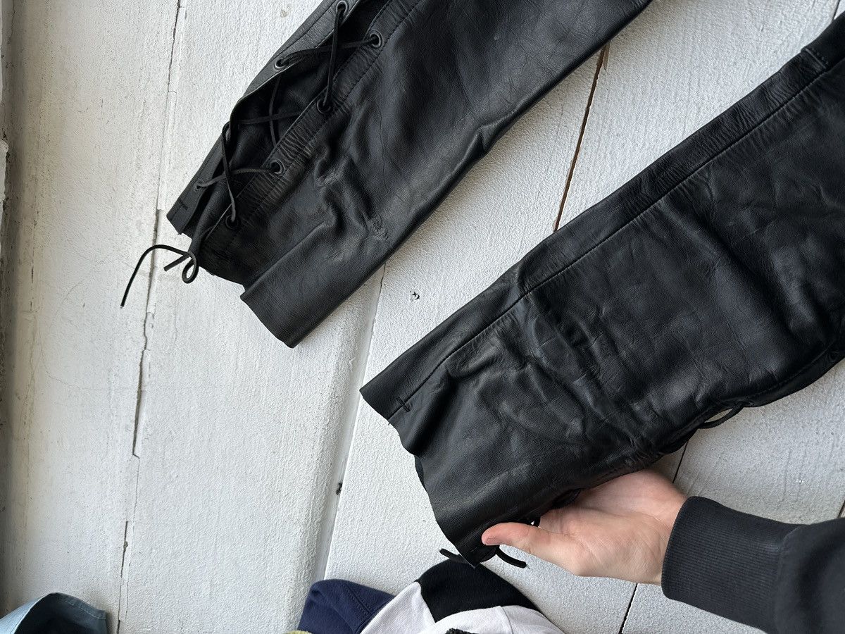 Leather 🚨GRAIL LEATHER PANTS RACING VNTG Cowboy Biker Leather Pants Size US 27 - 5 Thumbnail