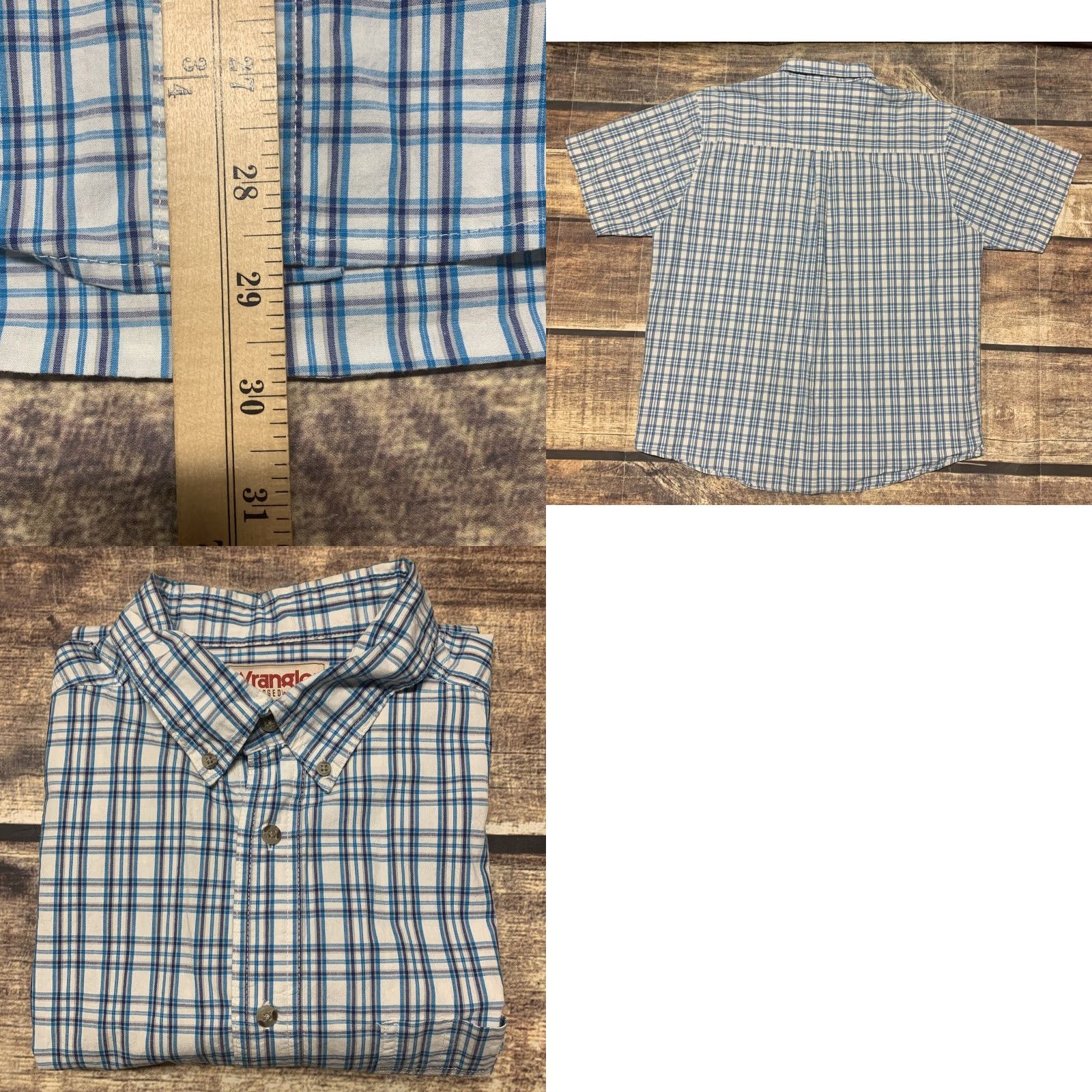 Wrangler Wrangler Western Shirt Short Sleeve Mens 2XL Blue White Plaid Button-Down Shirt Size US XXL / EU 58 / 5 - 8 Thumbnail