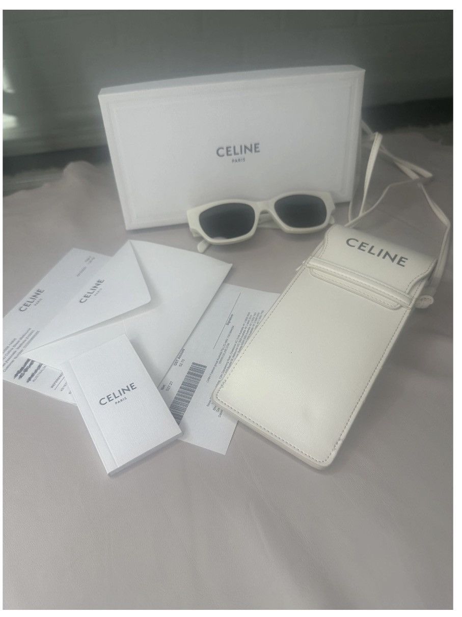 Celine Authentic Celine White Sunglasses & Case with strap 💖 Size ONE SIZE - 10 Thumbnail