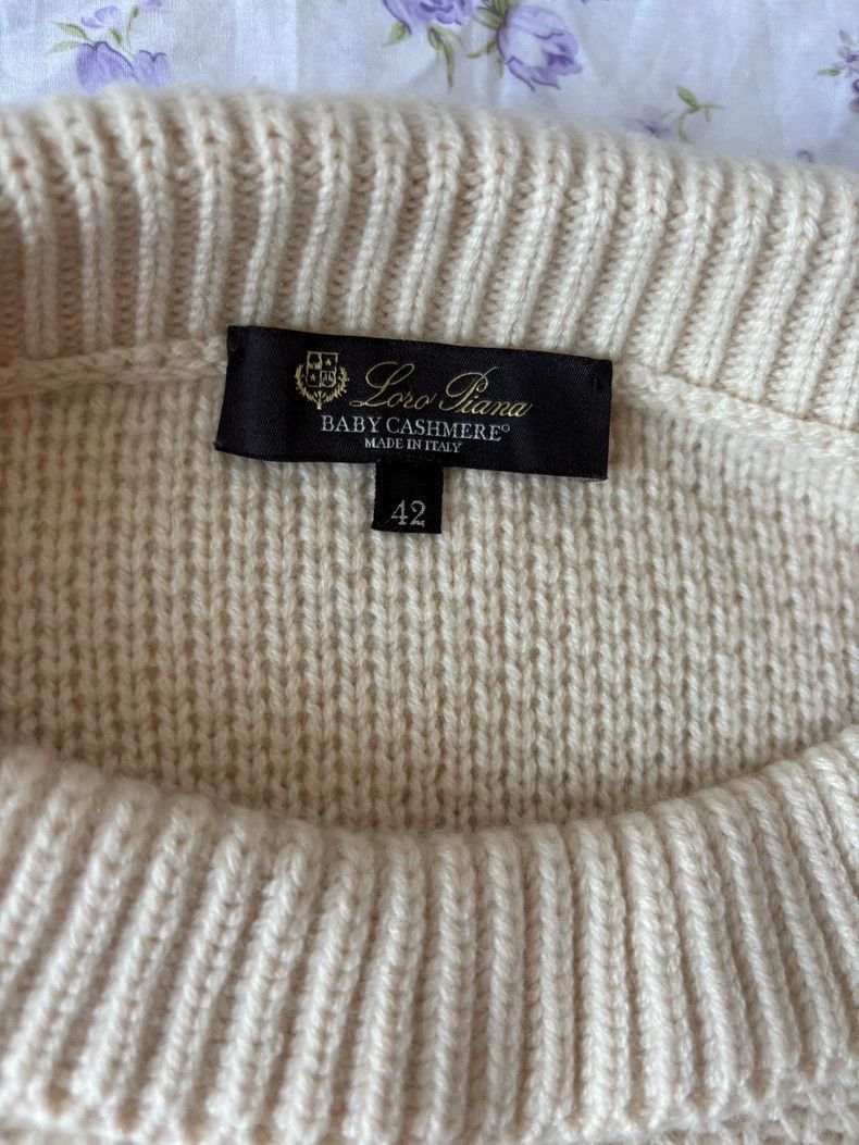Ermenegildo Zegna Loro Piana Cream Cashmere Sweater- Size US L / EU 52-54 / 3 - 2 Thumbnail