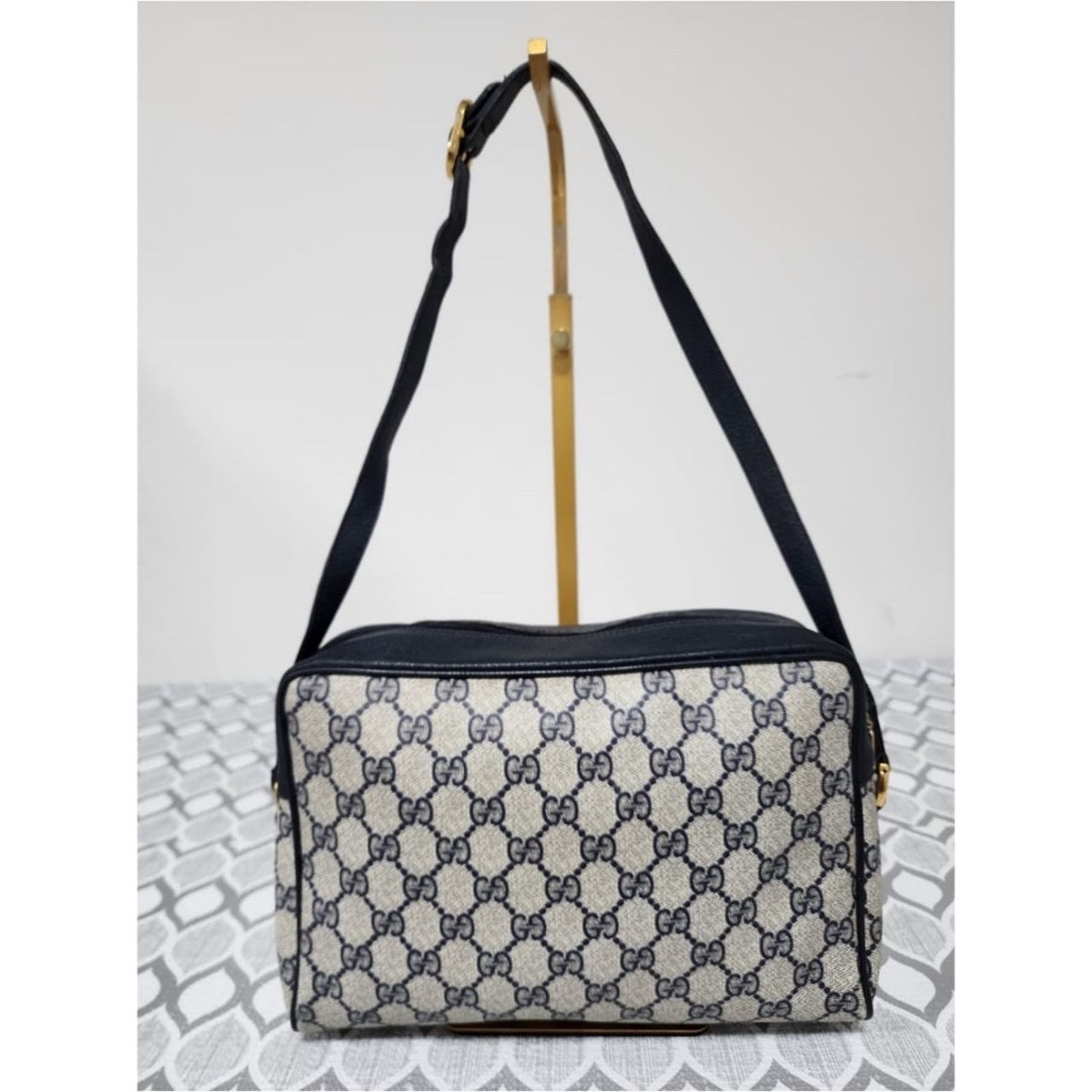 Gucci A GUCCI Vintage Ophidia Shoulder Bag Navy Blue/Grey Shoulder Size ONE SIZE - 3 Thumbnail