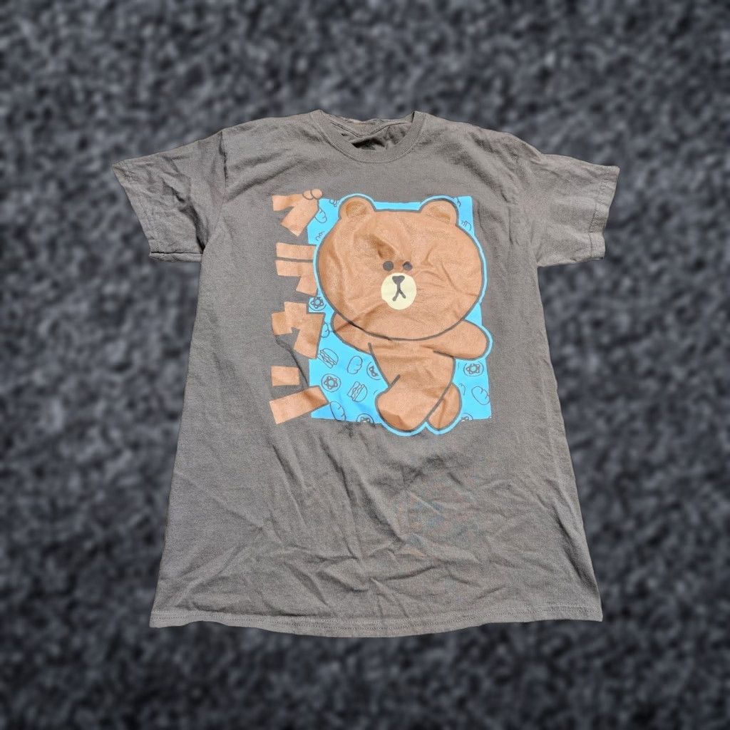 Ripple Junction Ripple Junction Womens M Gray Crew Neck T-Shirt Friends Kanji Brown Bear Anime Size M / US 6-8 / IT 42-44 - 1 Thumbnail