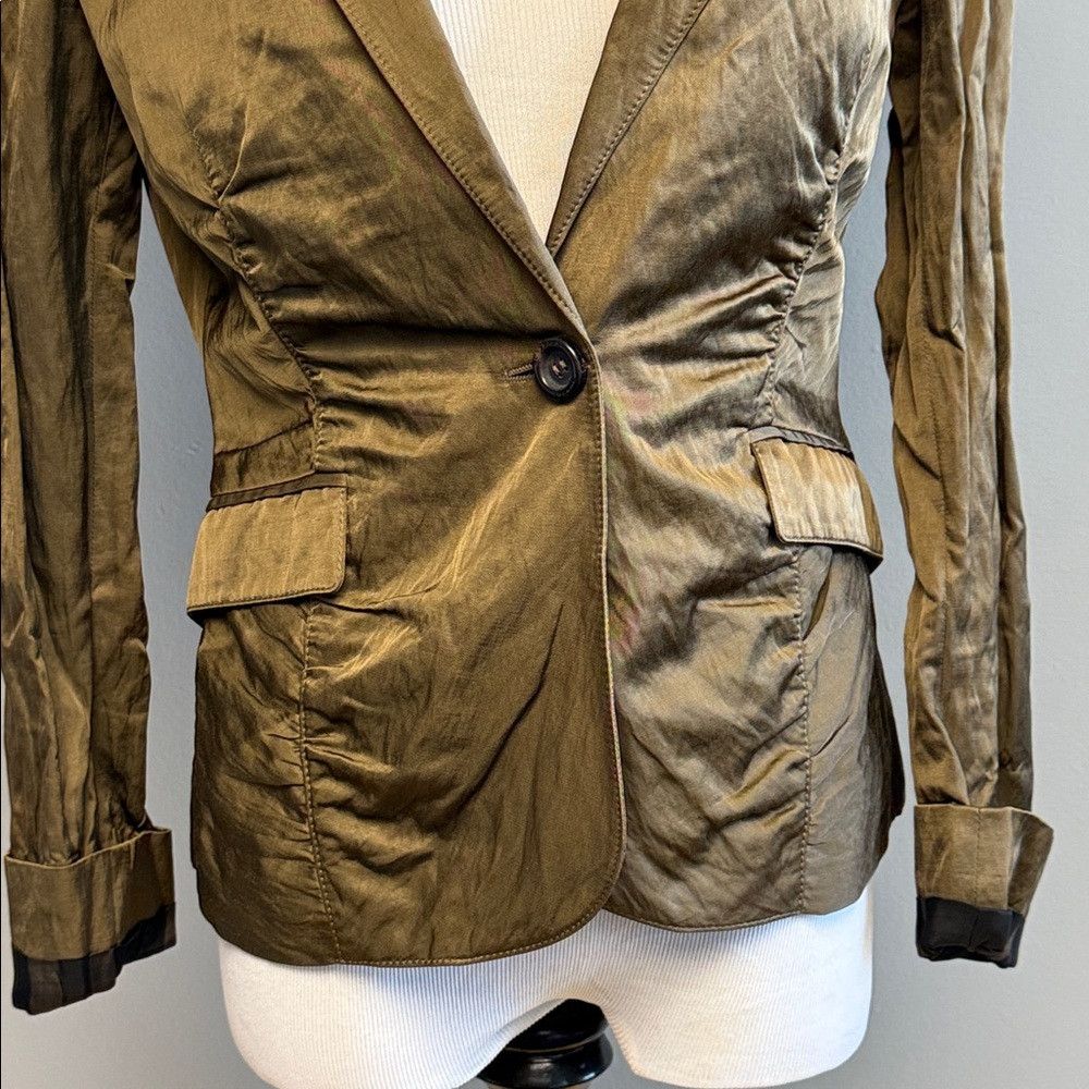 Burberry Burberry Metallic Olive Blazer US 6 Structured Jacket Size M / US 6-8 / IT 42-44 - 3 Thumbnail