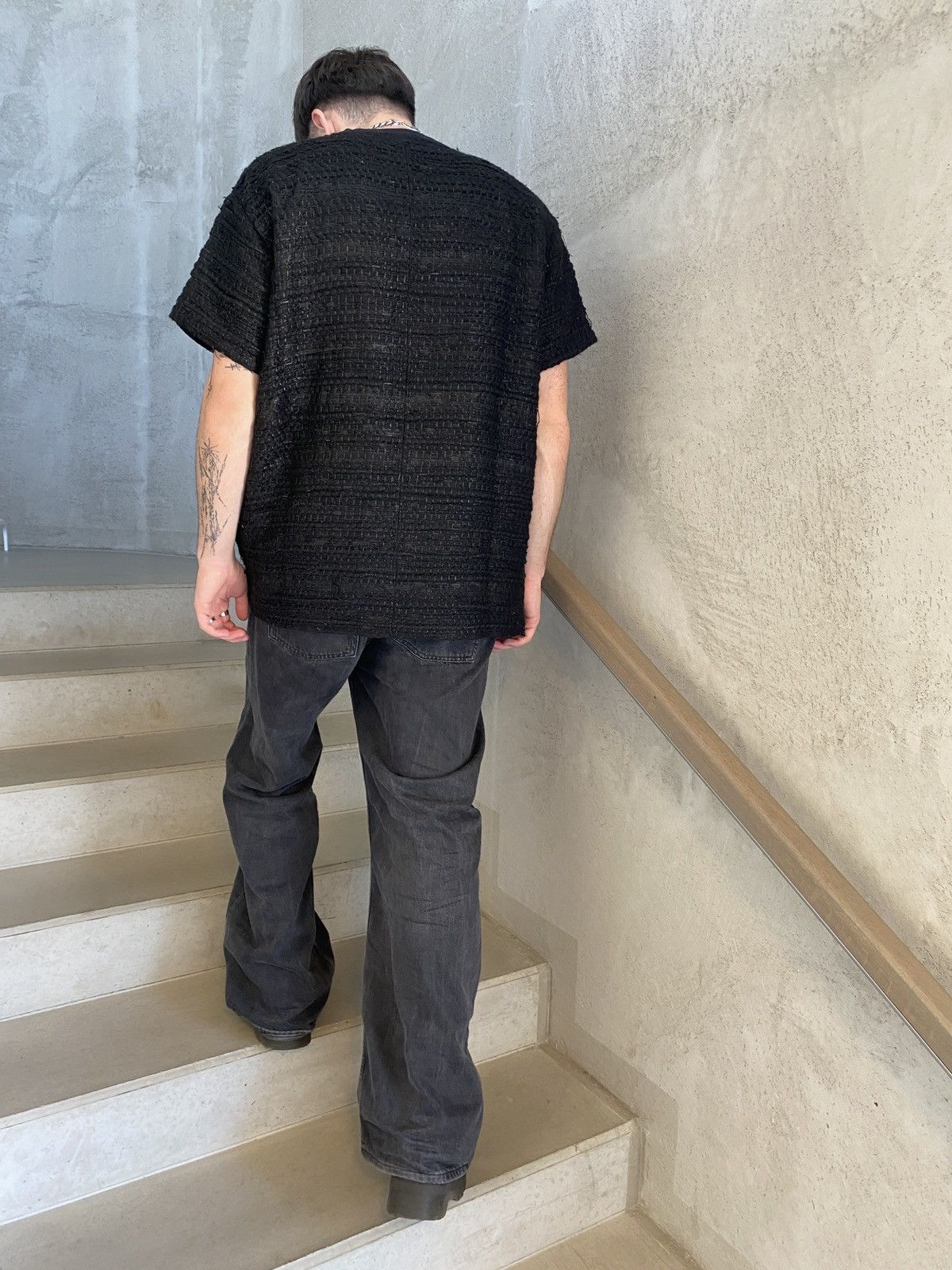 Riccardo Tisci Givenchy FW13 Runway – “Amerika” Waxed Wool Blend T-Shirt Size US L / EU 52-54 / 3 - 6 Thumbnail