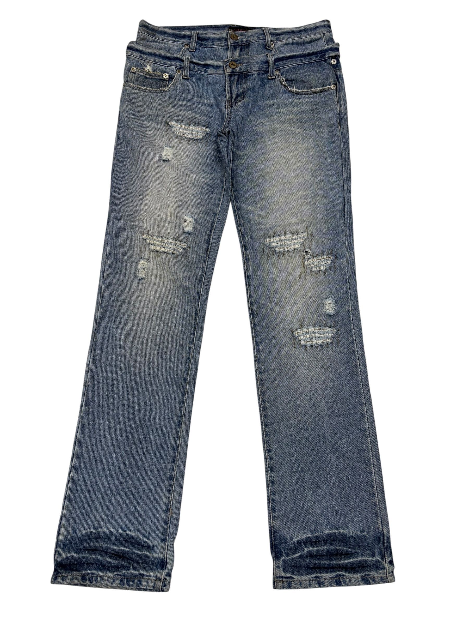 Tornado Mart ZEROSAIL Punk Double Waist Distressed Denim Jeans Size US 33 - 7 Thumbnail