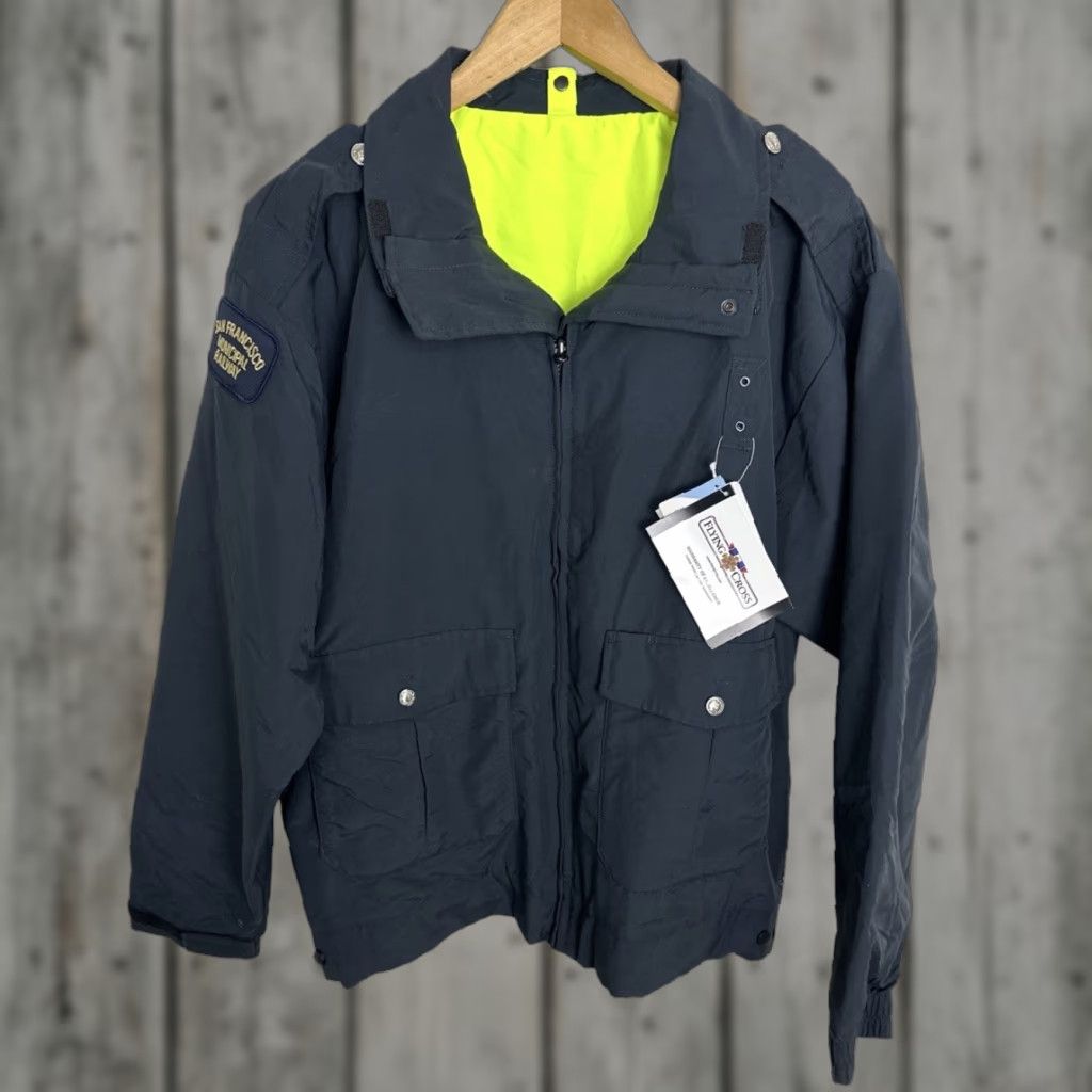VINTAGE Flying Cross Jacket San Francisco Municipal Railway Reversible Nylon Sz M Blue Unisex 73160A NWT