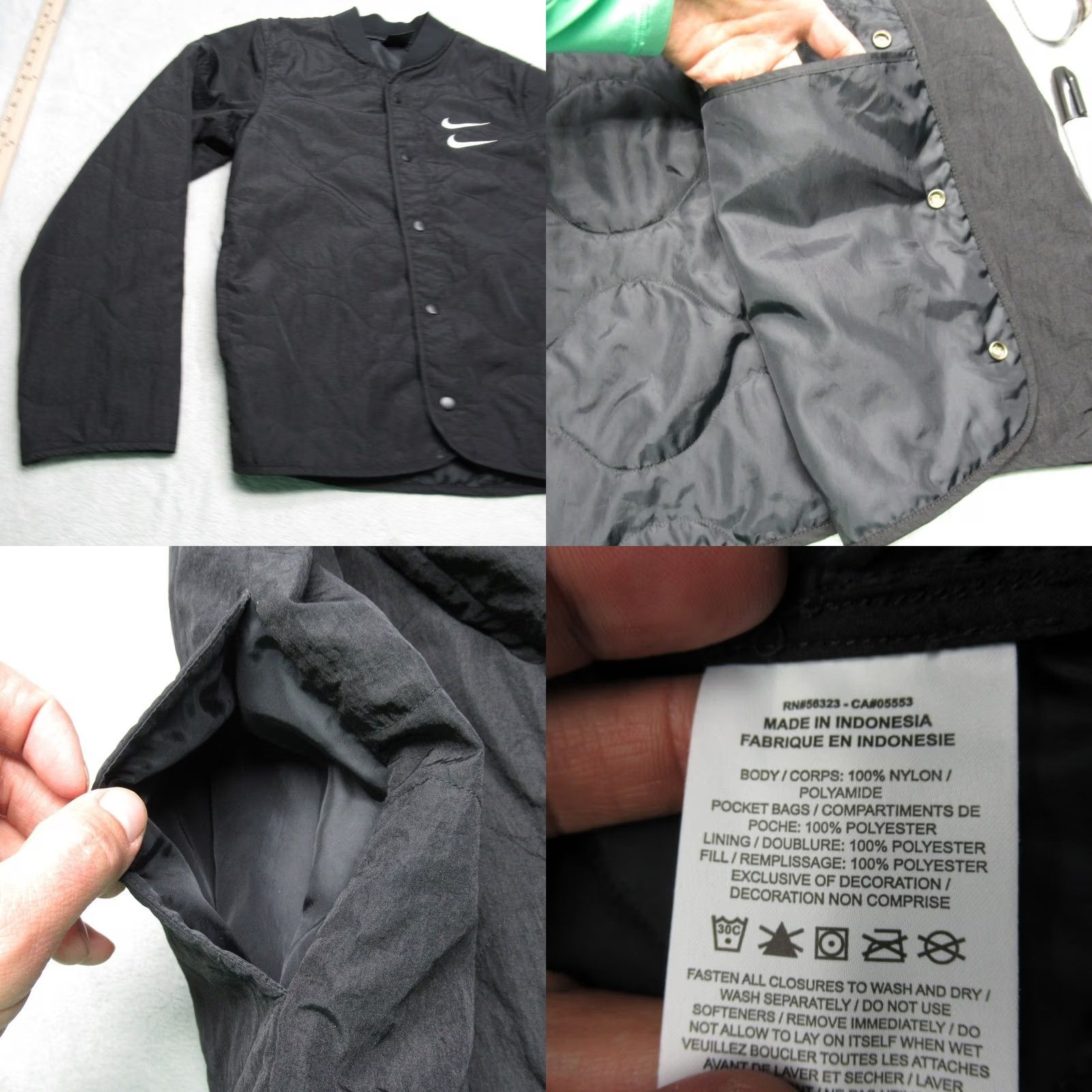 Nike VINTAGE Nike Jacket Mens Small Black Double Swoosh Quilted Insulated Snap 90s Size US S / EU 44-46 / 1 - 8 Thumbnail
