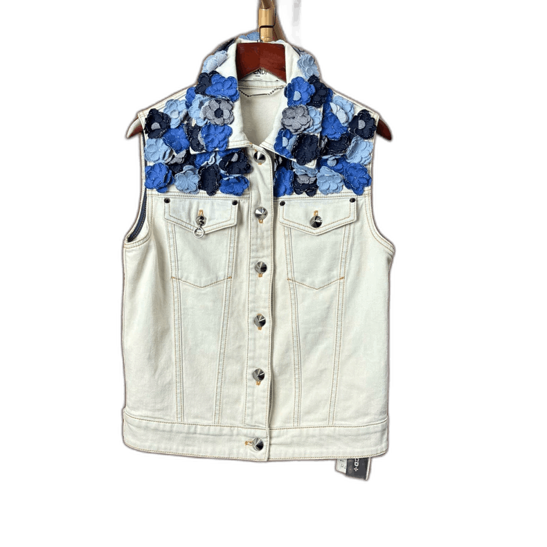 Fendi Fendi Floral Denim Vest Size 38 Size US M / EU 48-50 / 2 - 1 Thumbnail