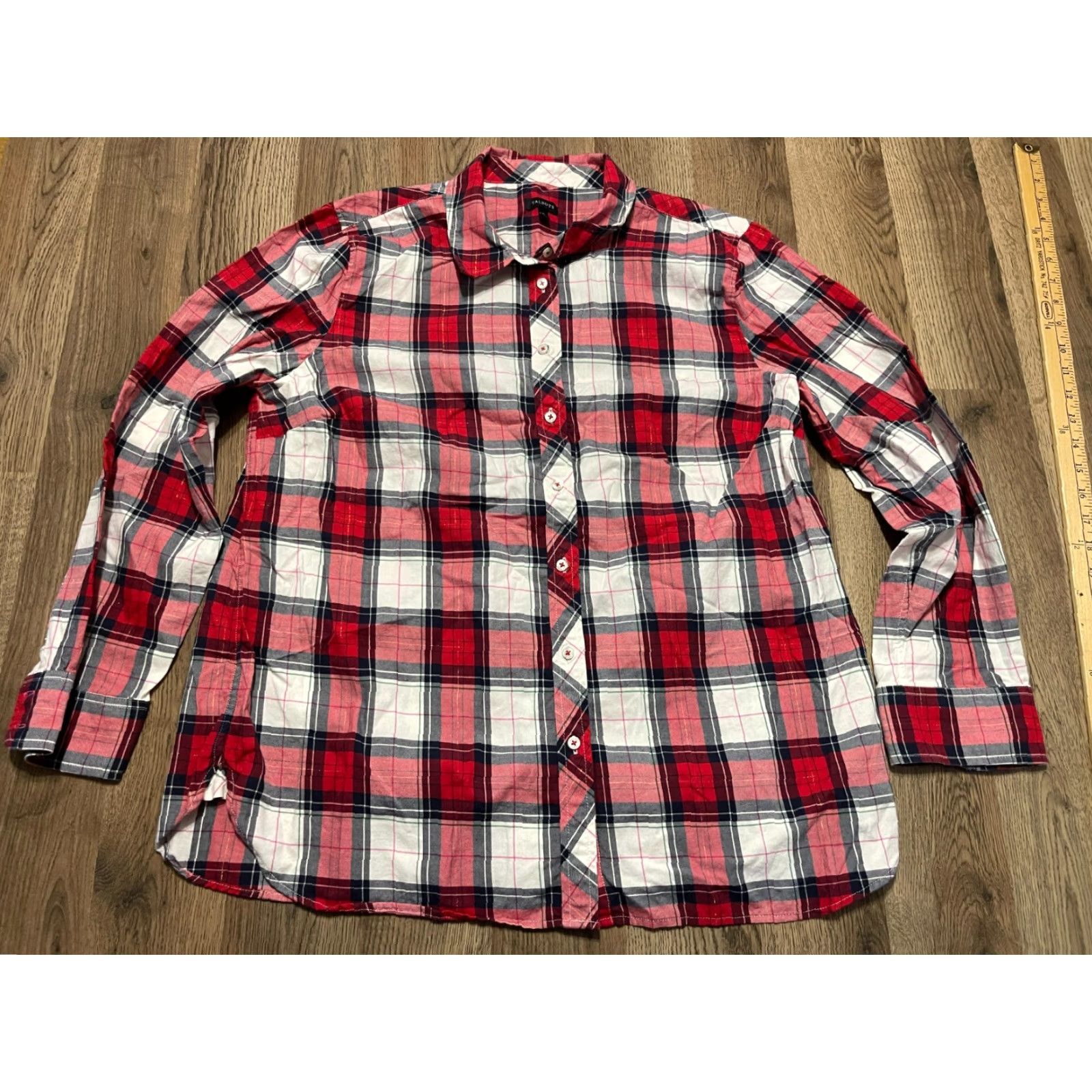 Talbots **Women's Talbots XL Red White Plaid Button-Up Long Sleeve Shirt** User: Women's Talbots XL Red White Plaid Button-Up Long Sleeve Shirt Size XL / US 12-14 / IT 48-50 - 2 Thumbnail