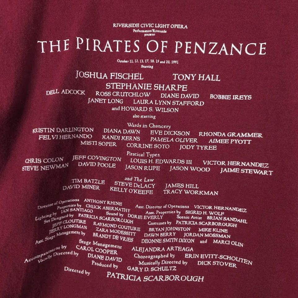 Jerzees VINTAGE Pirates Of Penzance T Shirt Mens Size M Red 90s Opera Made In USA Jerzees Size US M / EU 48-50 / 2 - 5 Thumbnail