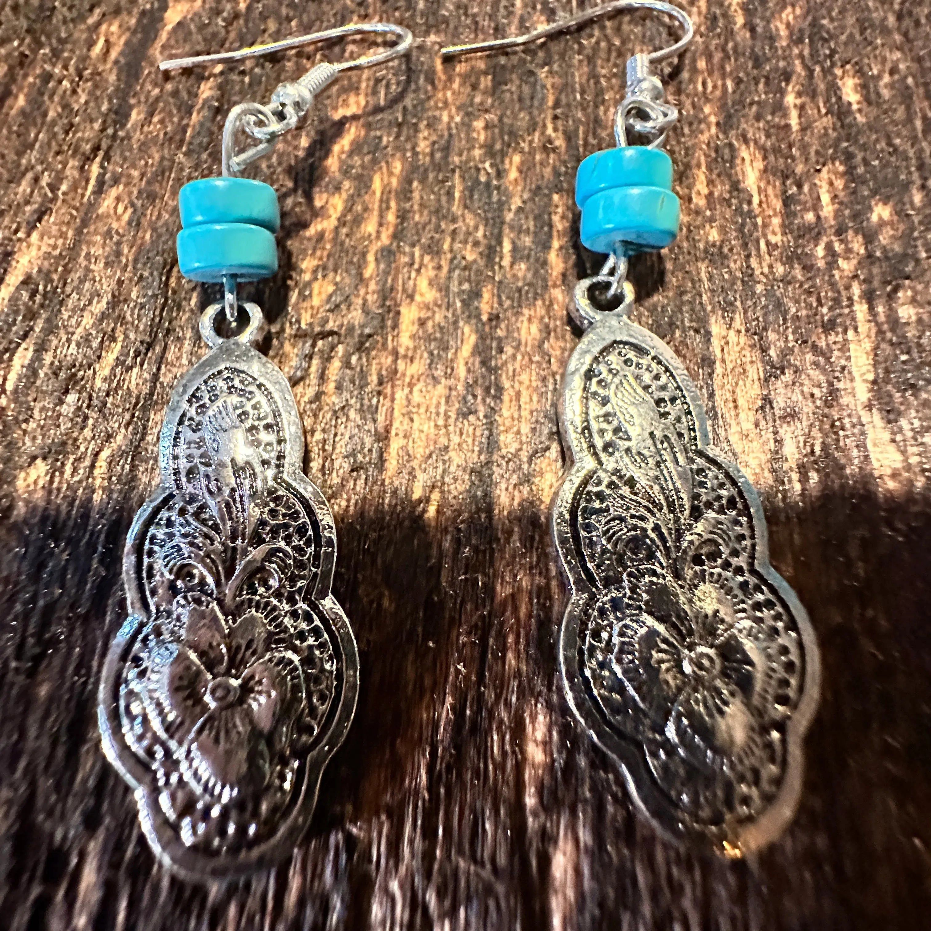 Other Boho Hippie Cowgirl Western Turquoise Silver Teardrop Earrin Size ONE SIZE - 4 Thumbnail