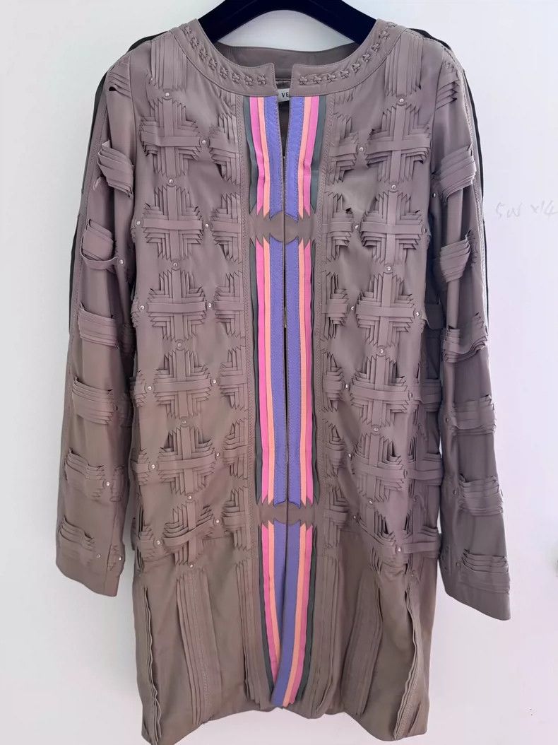 Versace Versace A heavily knitted long leather jacket Size S / US 4 / IT 40 - 3 Thumbnail