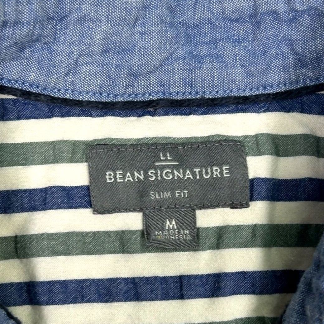 Vintage L.L. Bean Signature Mens Slim Fit Camp Shirt Short Sleeve Button Up Blue Striped Med Size US M / EU 48-50 / 2 - 5 Thumbnail