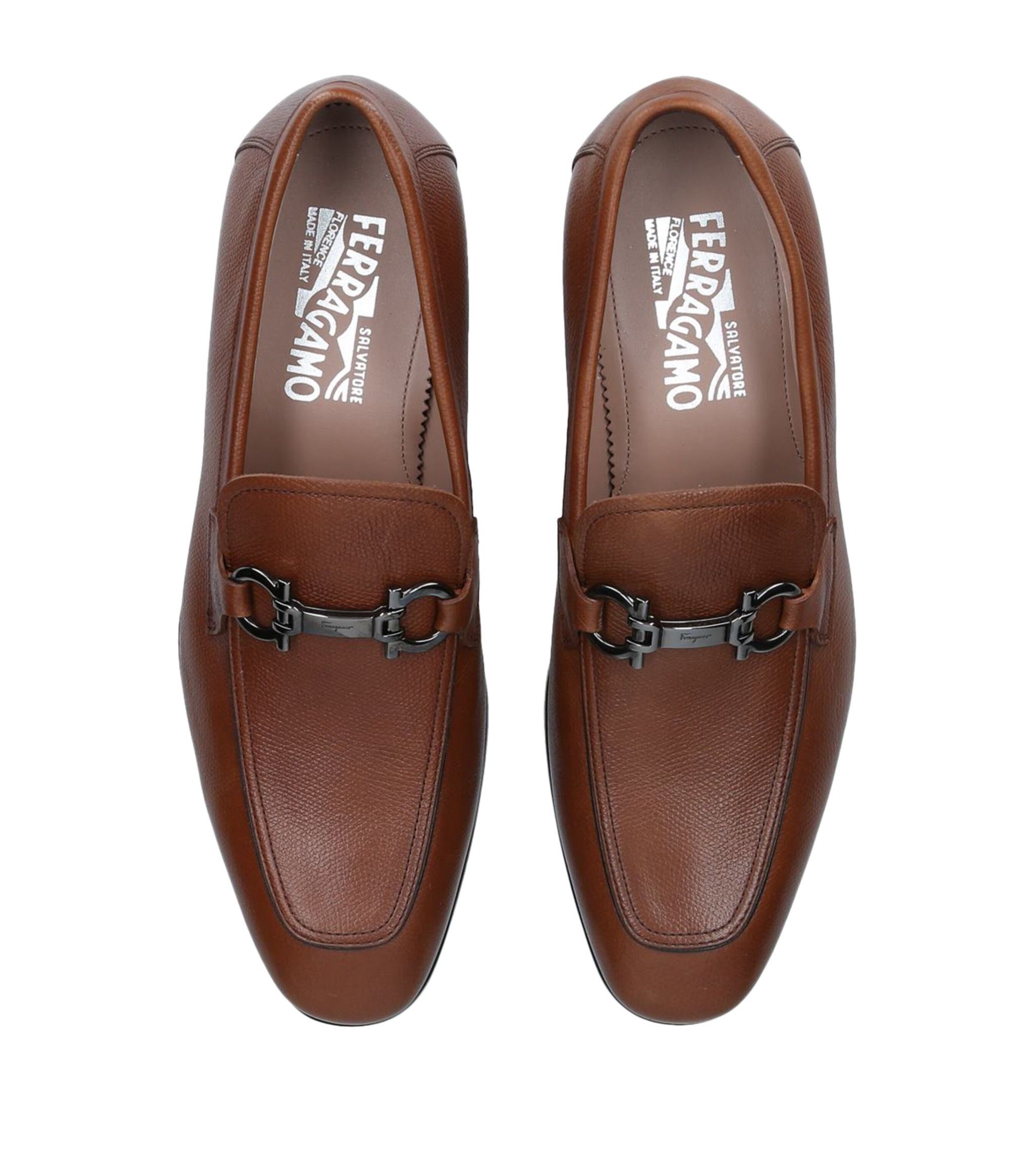 Salvatore Ferragamo o1s1rm0924 Ree Gancho Leather Loafers in Brown Size US 12.5 / EU 45-46 - 3 Thumbnail