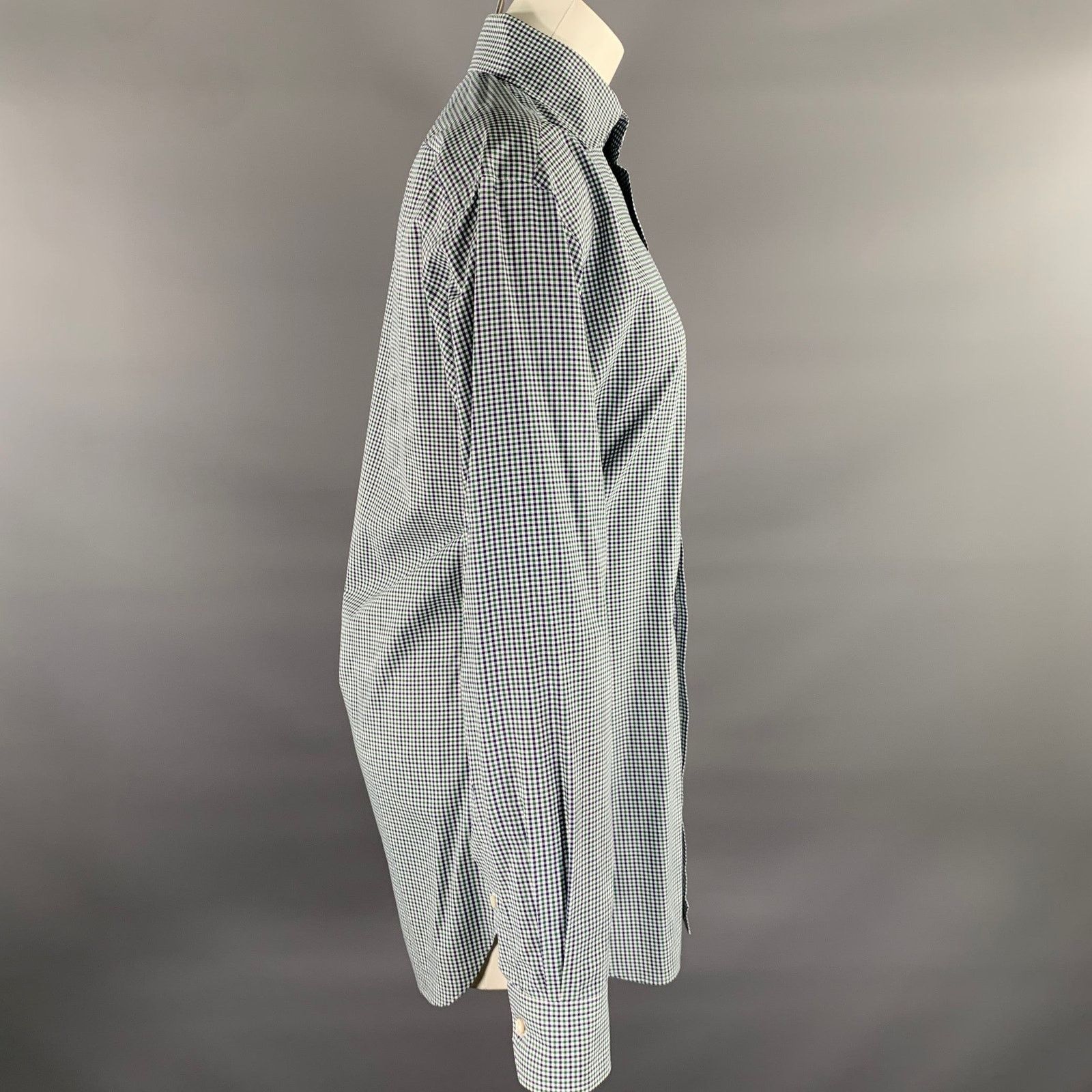 Hamilton HAMILTON S Blue Green Plaid Cotton Spread Collar Shirt Size US S / EU 44-46 / 1 - 2 Thumbnail