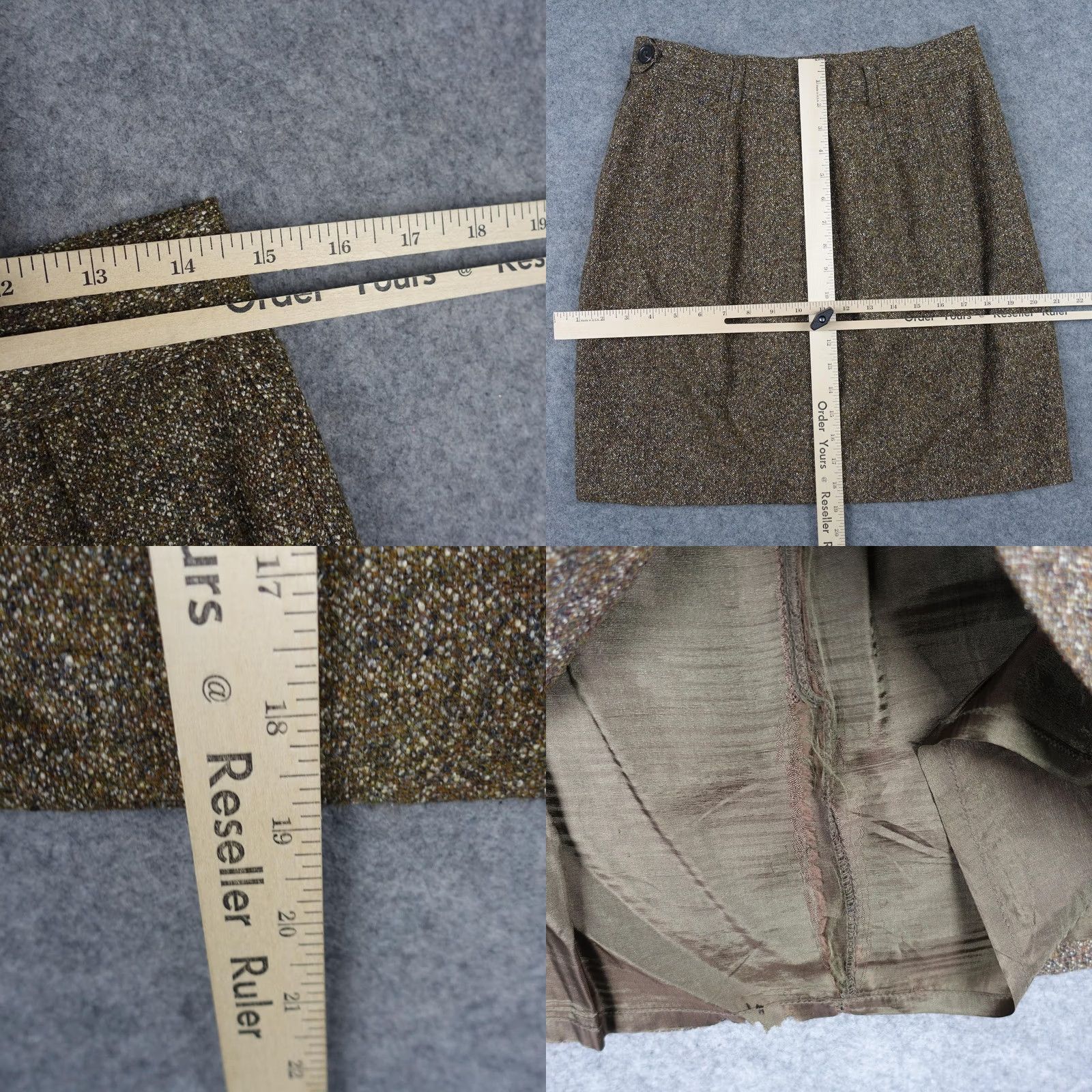 Banana Republic VINTAGE Banana Republic Womens 12 Brown Wool Silk Tweed Lined Pencil Skirt Size 34" / US 12 / IT 48 - 8 Thumbnail