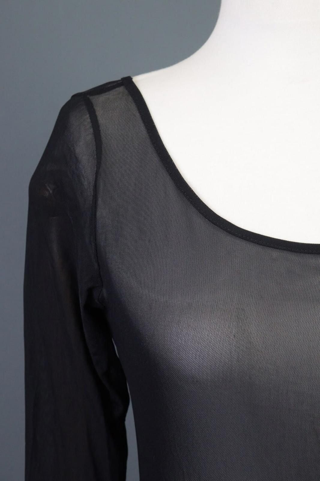 Designer Sarah Pacini Black Mesh Stretch Top Blouse Size S Size M / US 6-8 / IT 42-44 - 9 Thumbnail