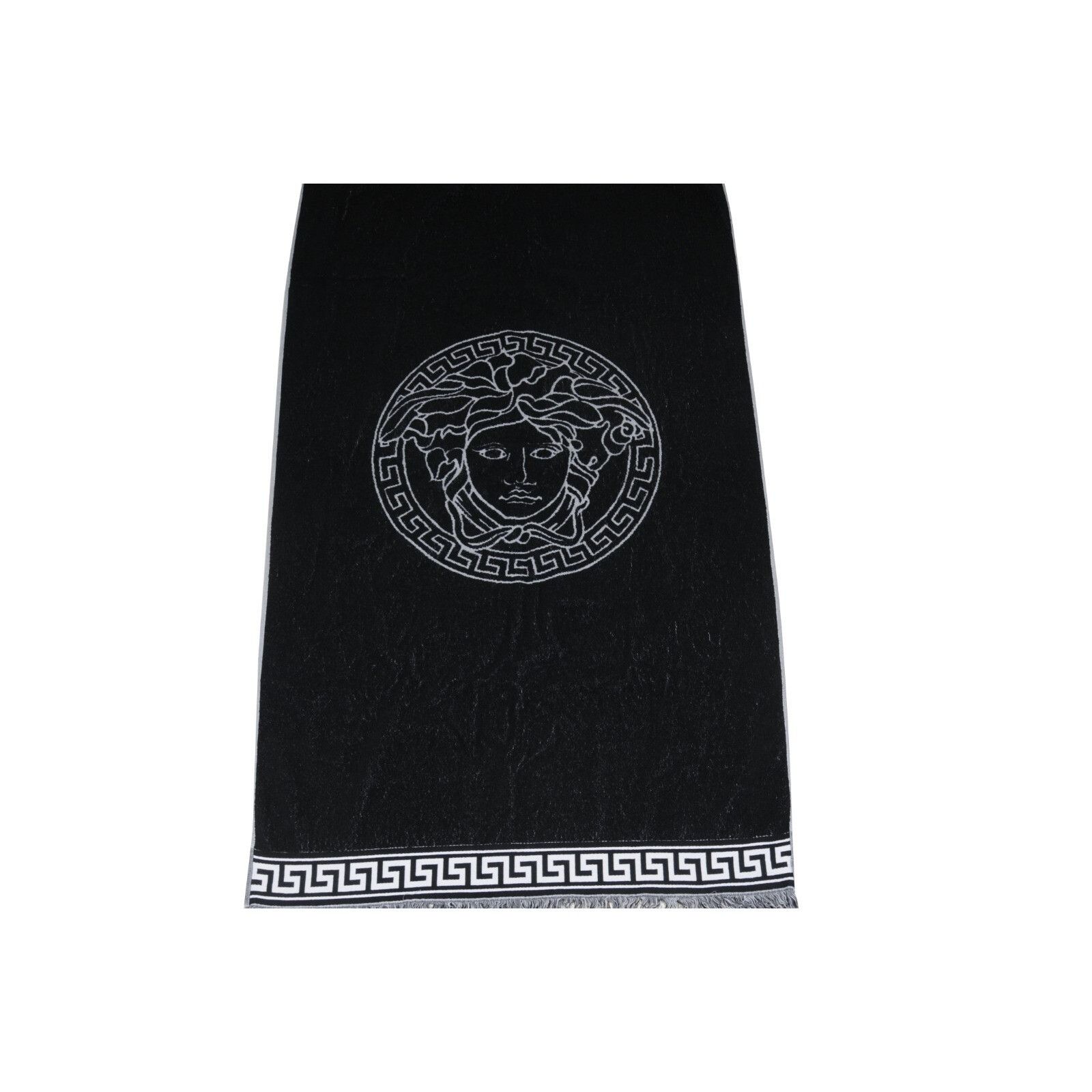 Versace Medusa Head Logo Greca Fringe Throw Blanket Black Size ONE SIZE - 15 Thumbnail