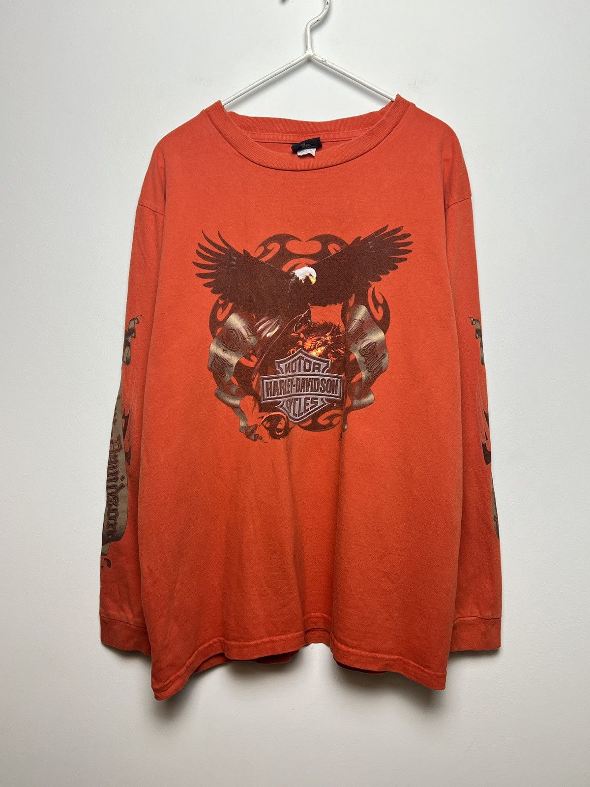 harley davidson y2k prison orange longsleeve vintage l-xl