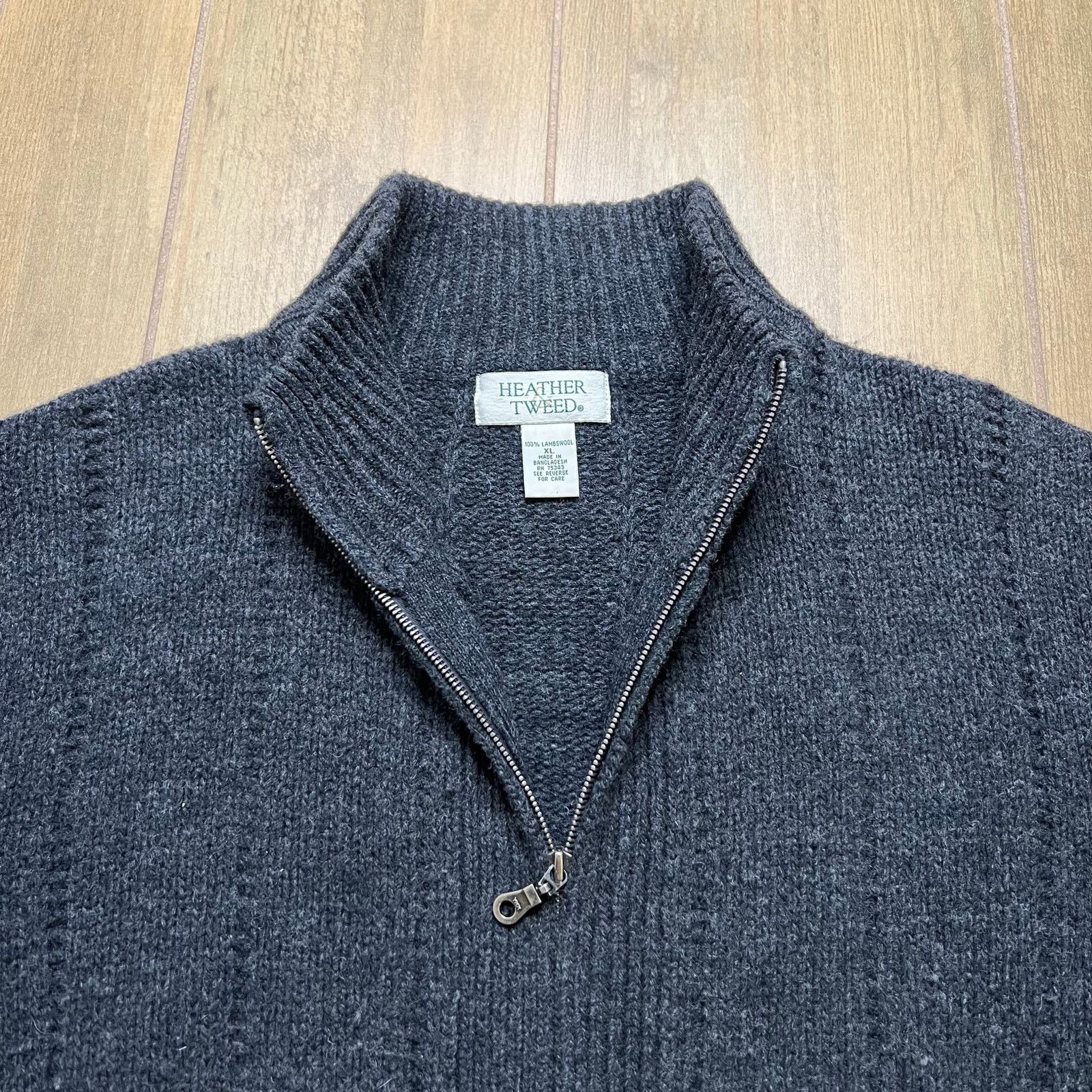 Vintage Heather Tweed Lambswool Sweater Full Zip Gray XL Mens Size US XL / EU 56 / 4 - 2 Thumbnail