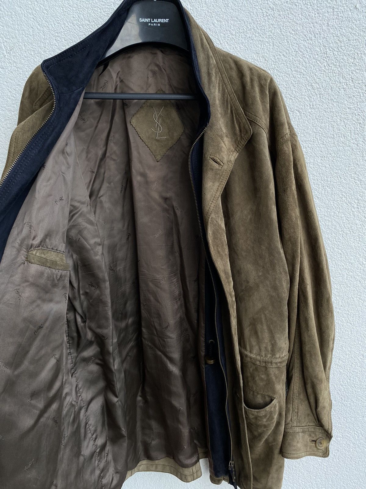 Yves Saint Laurent 90’s Suede YSL Leather Jacket Soft Beige/Brown Size US L / EU 52-54 / 3 - 14 Thumbnail