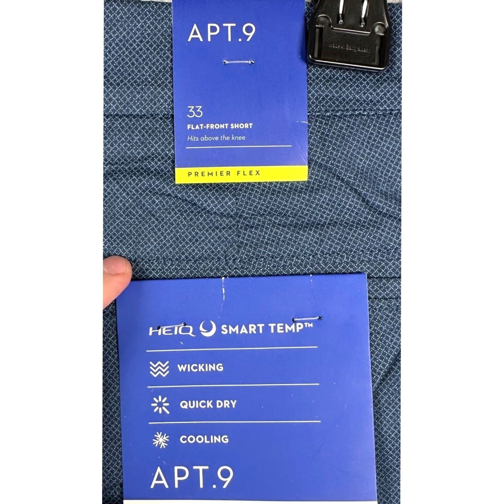 Apt. 9 Apt. 9 Shorts Mens 33 Blue Premier Flex Short Flat Front HeiQ Smart Temp Quick Dry Stretch Pockets Size US 33 - 4 Thumbnail