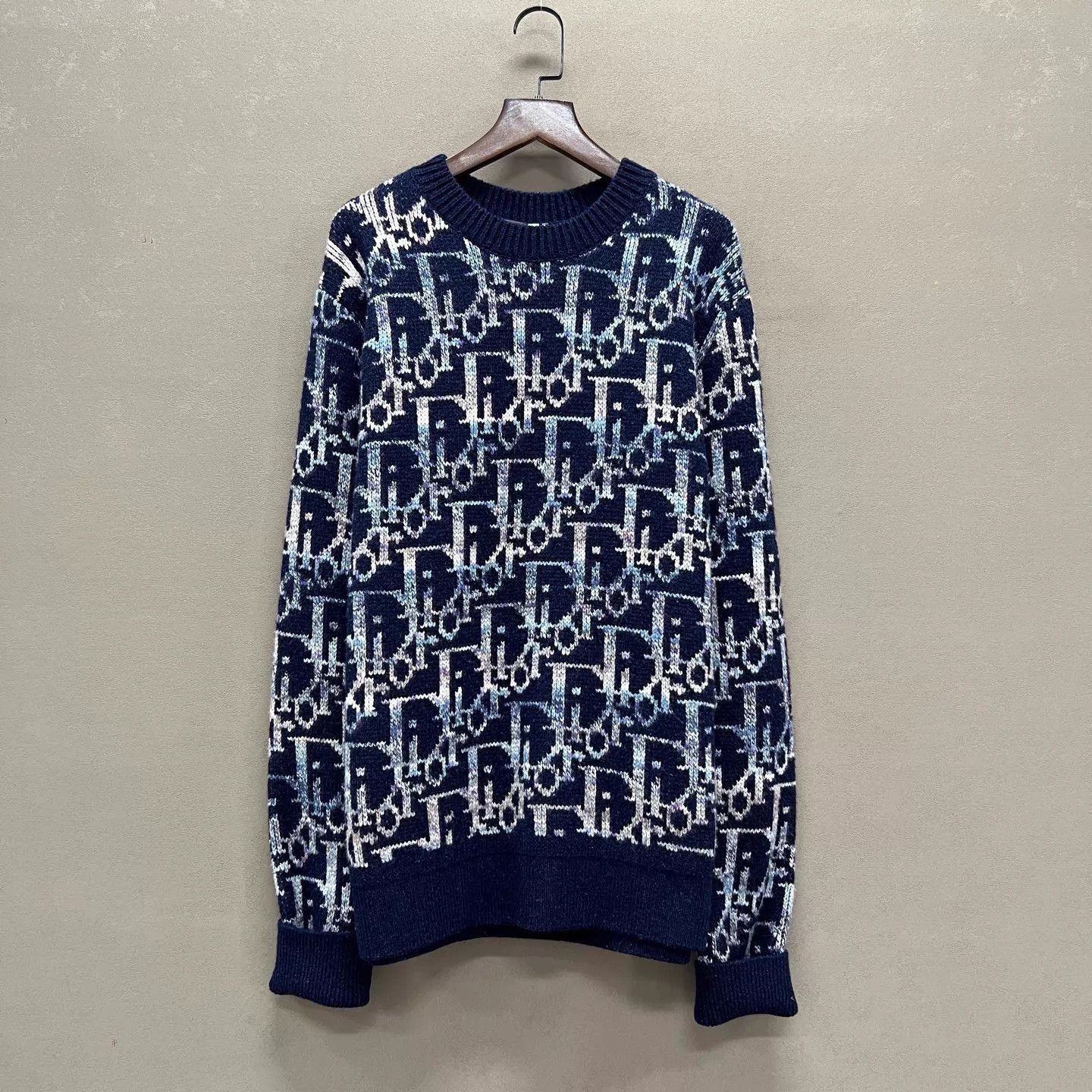 Dior Dior Navy Blue Colorful Oblique Logo Knit Sweater M Size US M / EU 48-50 / 2 - 1 Thumbnail