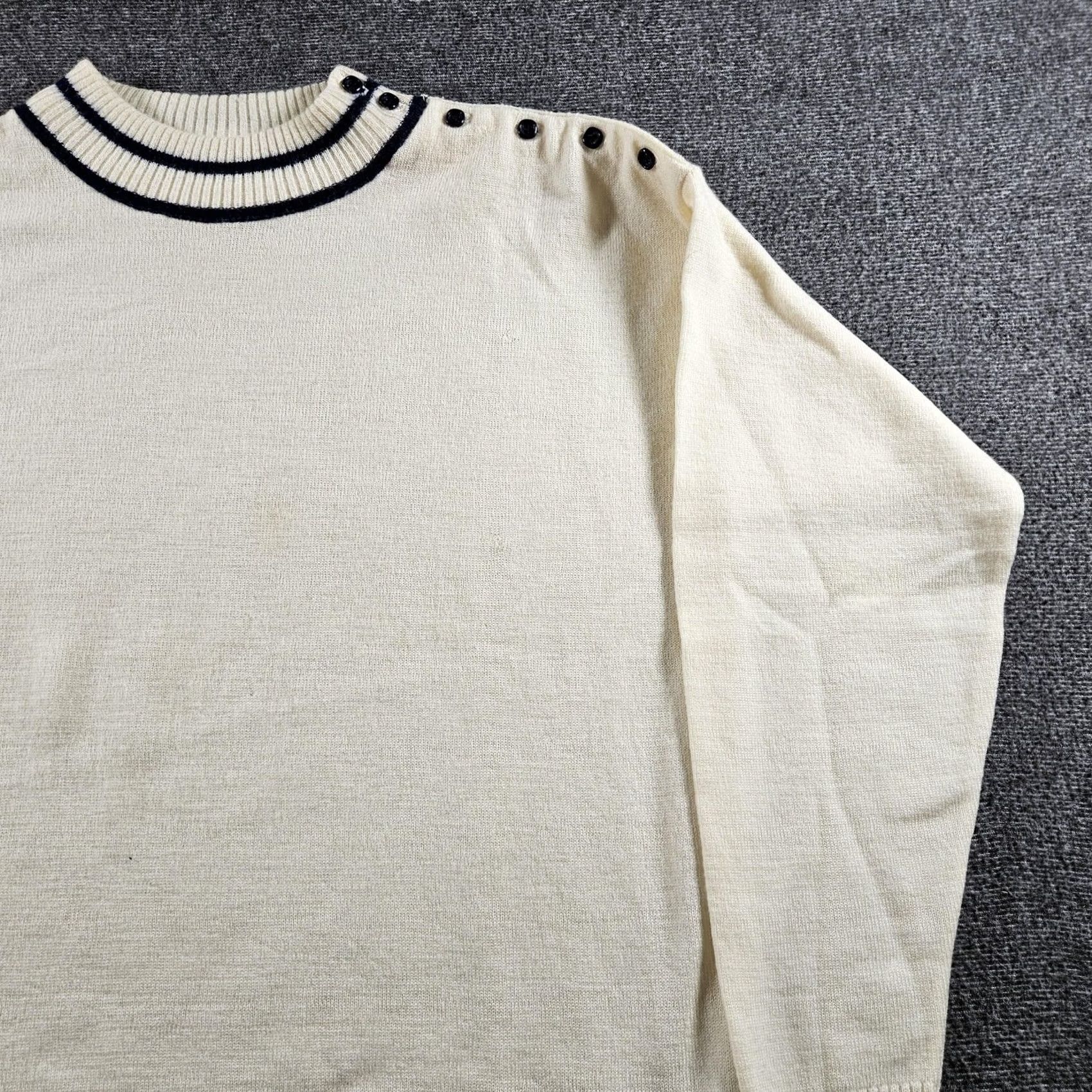 Pendleton Vintage Pendleton Sweater Mens Medium White Wool Button Shoulder Nautical 80s Size US M / EU 48-50 / 2 - 2 Thumbnail