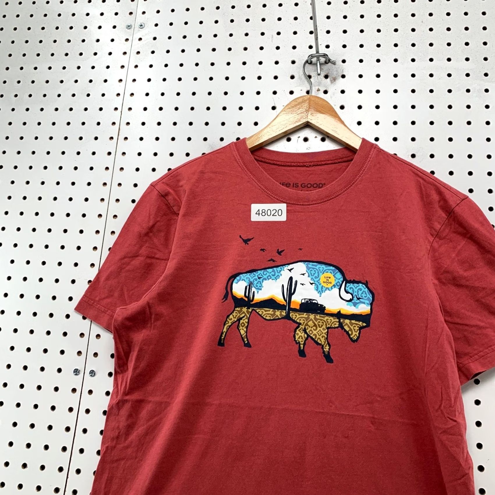 Life is Good Life is Good Buffalo Shirt Mens M Burgundy Outdoor Nature Tee Shirt Size US M / EU 48-50 / 2 - 6 Thumbnail