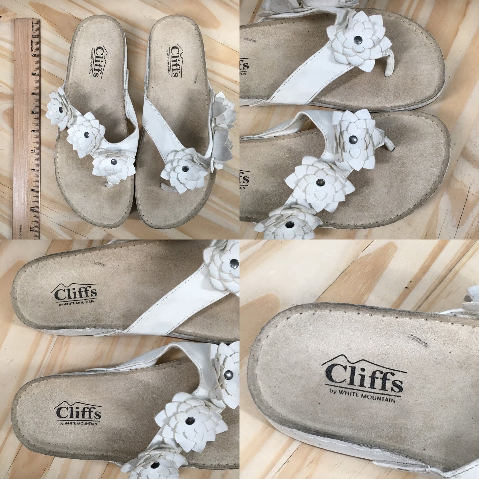 Vintage Cliffs by White Mountain Sandals Womens 7.5 M Hot Spot White Faux Leather Wedge Sandal Size US 8 / IT 38 - 8 Thumbnail