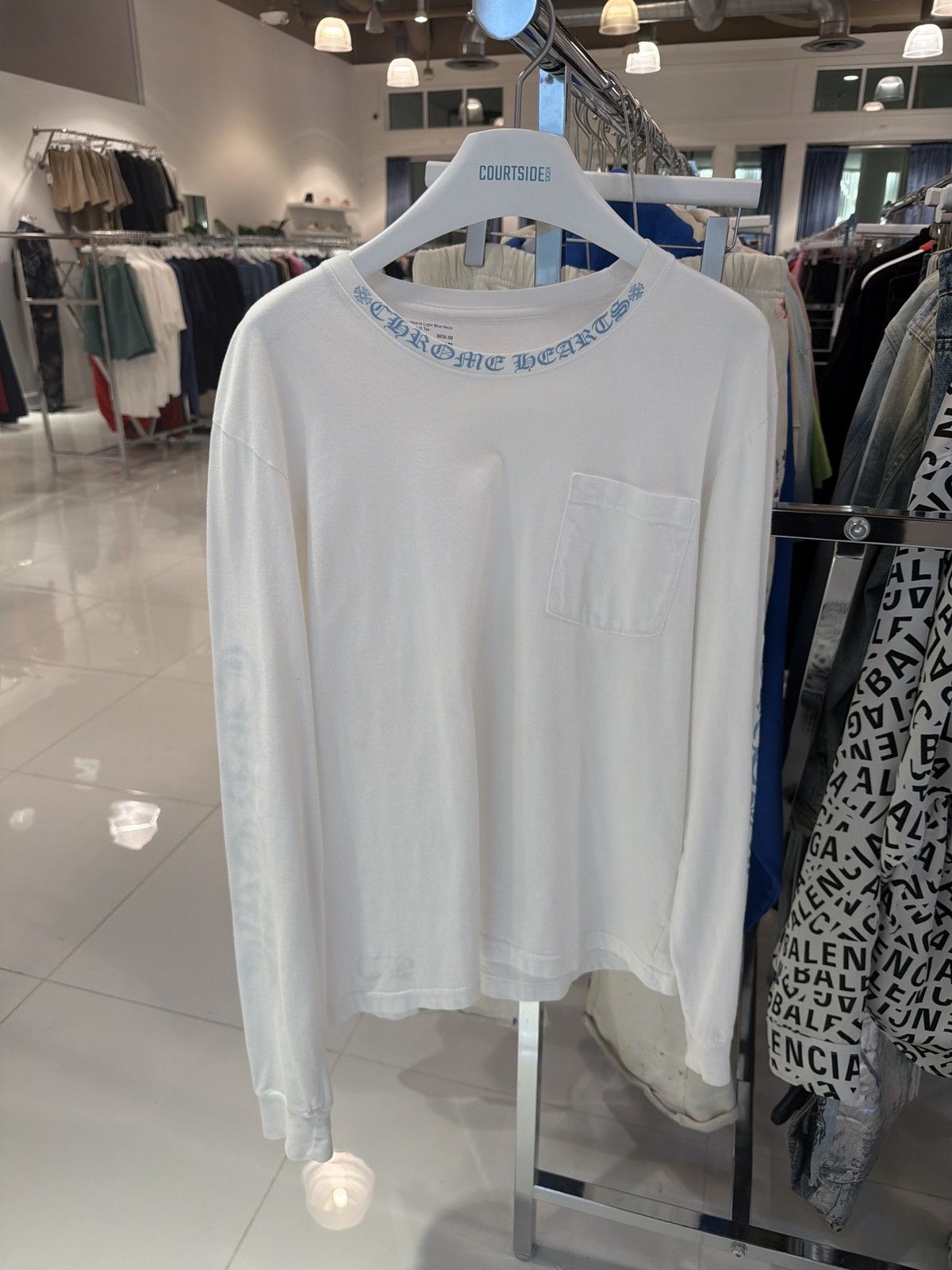 Chrome Hearts Chrome Hearts Light Blue Neck Logo White L/S Size US M / EU 48-50 / 2 - 1 Thumbnail