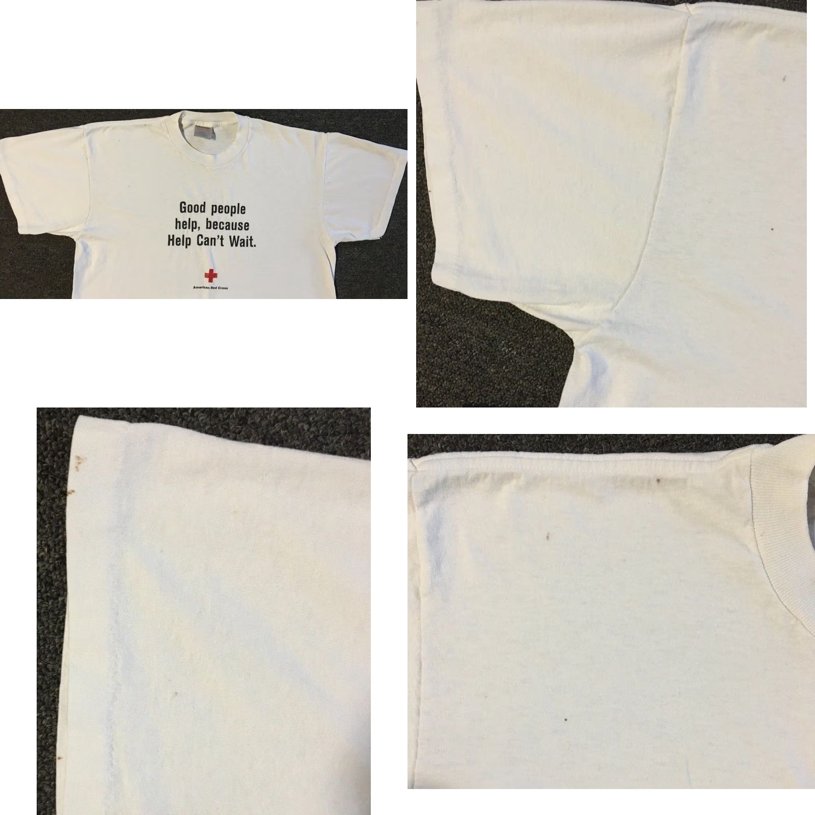 Vintage VINTAGE Red Cross Help Can’t Wait Faded Promo Shirt XL Doctor Nurse 90s 80s Grunge White T-Shirt Mens Slim? Size US XL / EU 56 / 4 - 8 Thumbnail