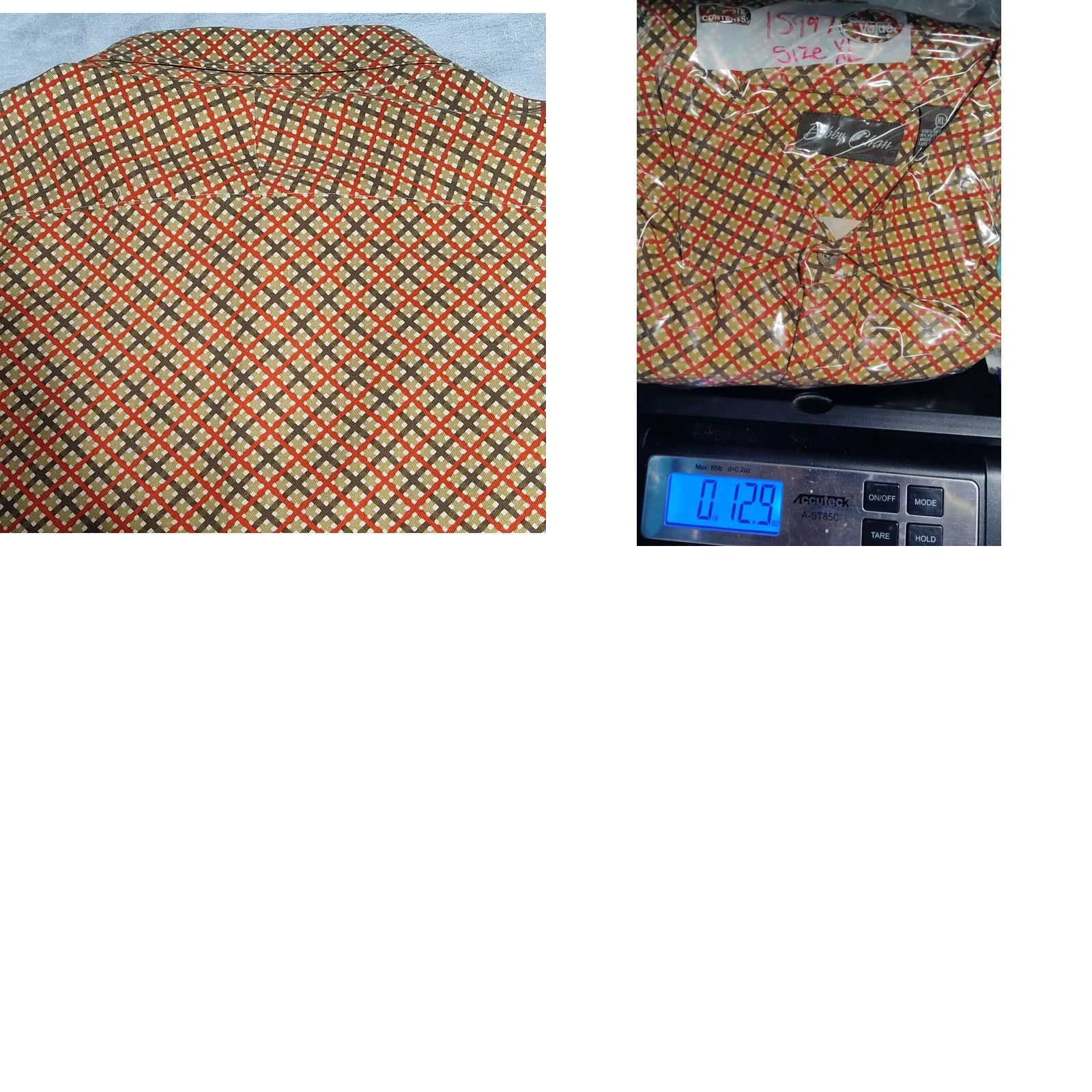 Vintage Bobby Chan Silk Button-Up Shirt XL Orange Brown Diagonal Check Men EUC Size US XL / EU 56 / 4 - 10 Thumbnail