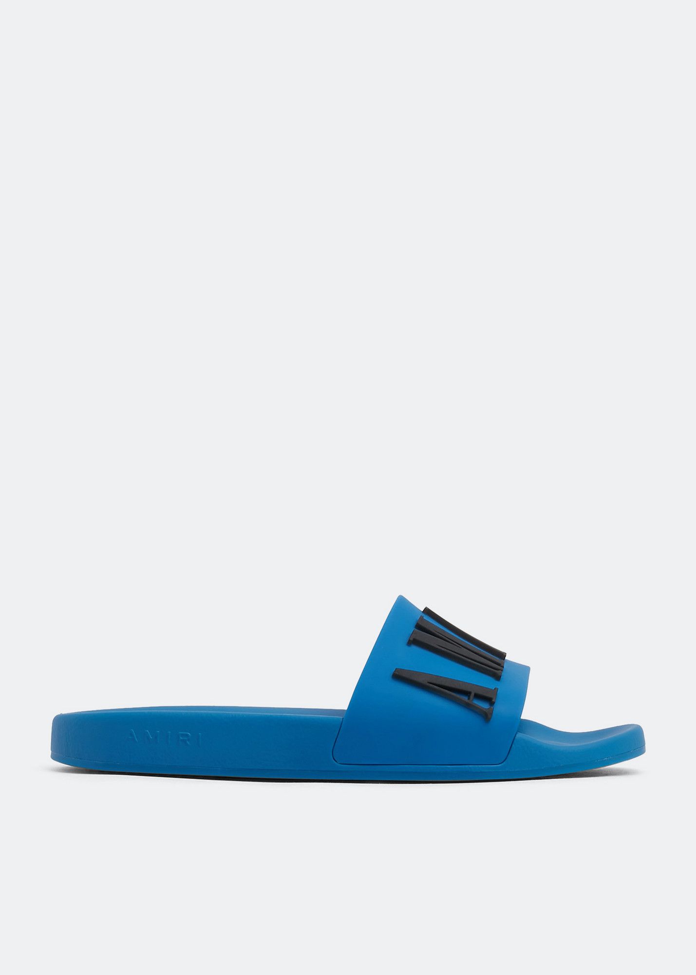 Amiri o1gr1nt0824 Logo Pool Slides in Blue & Black Size US 12 / EU 45 - 1 Thumbnail
