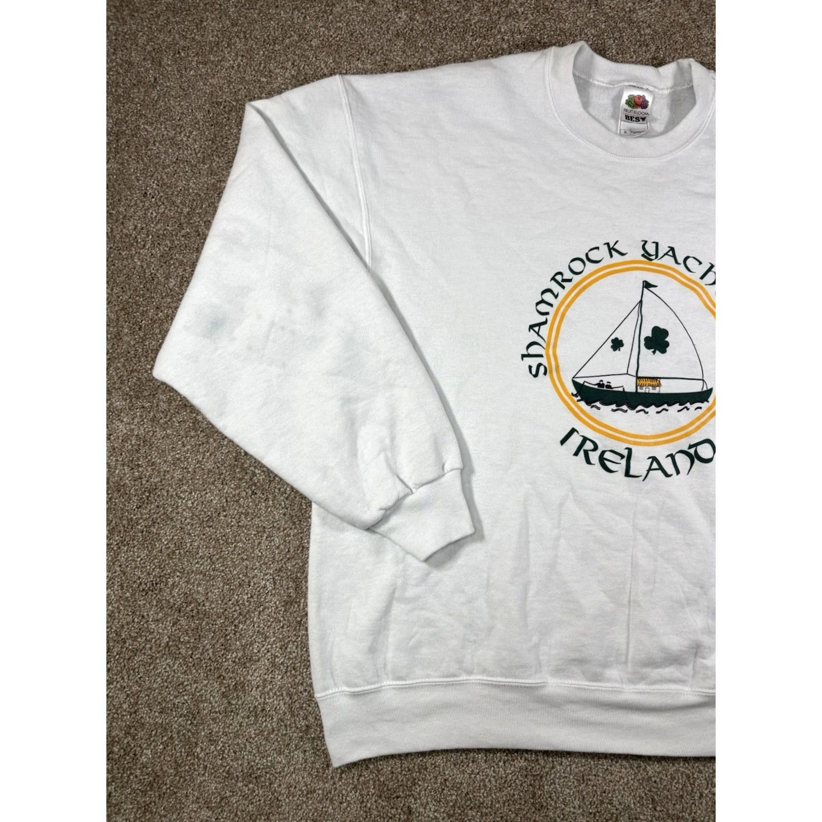 Fruit Of The Loom VINTAGE Fruit of the Loom Shamrock Yacht Club Ireland Crewneck Sweatshirt White XL Unisex Adults XL Size US XL / EU 56 / 4 - 2 Thumbnail