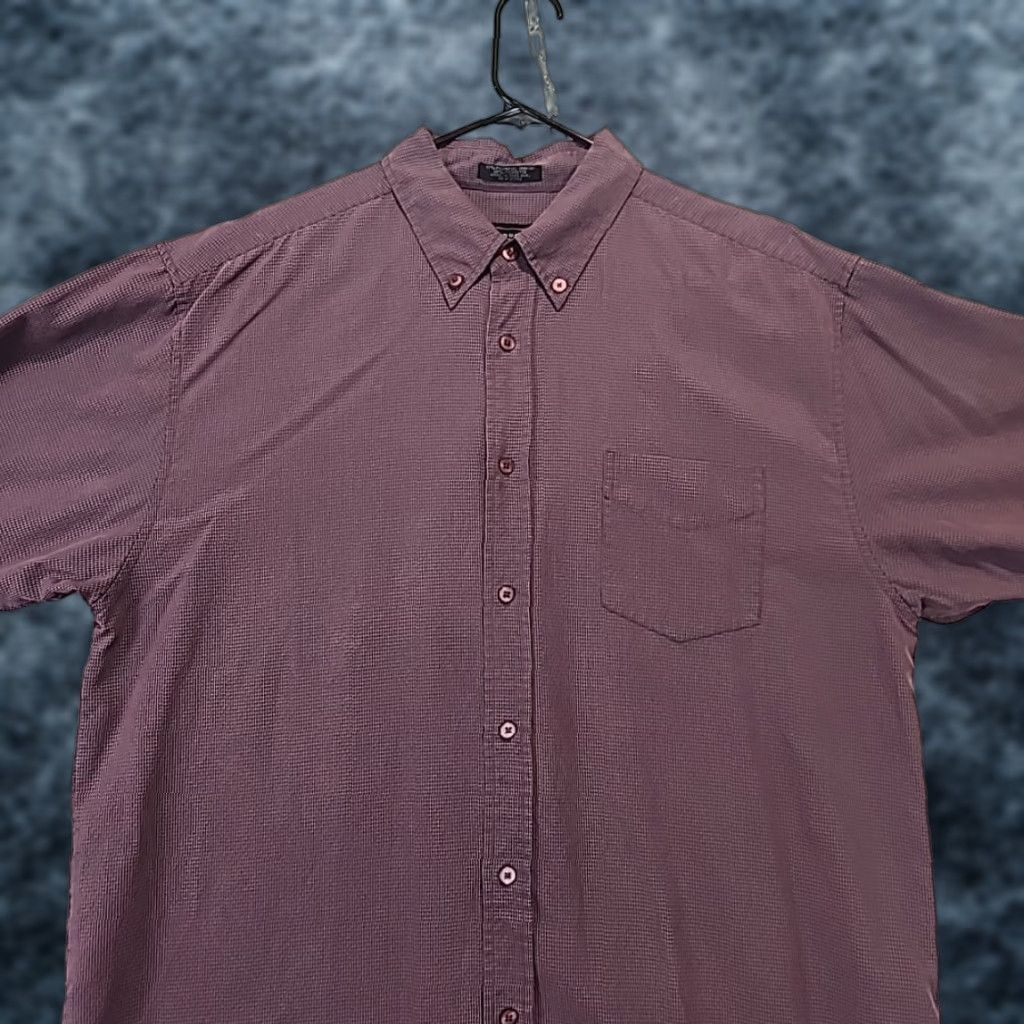 Vintage VINTAGE Industrial Exchange Long Sleeve Men's Button-Up Shirt Burgundy Check Plaid 80s 90s Western Mens Regular L Size 42R - 1 Thumbnail