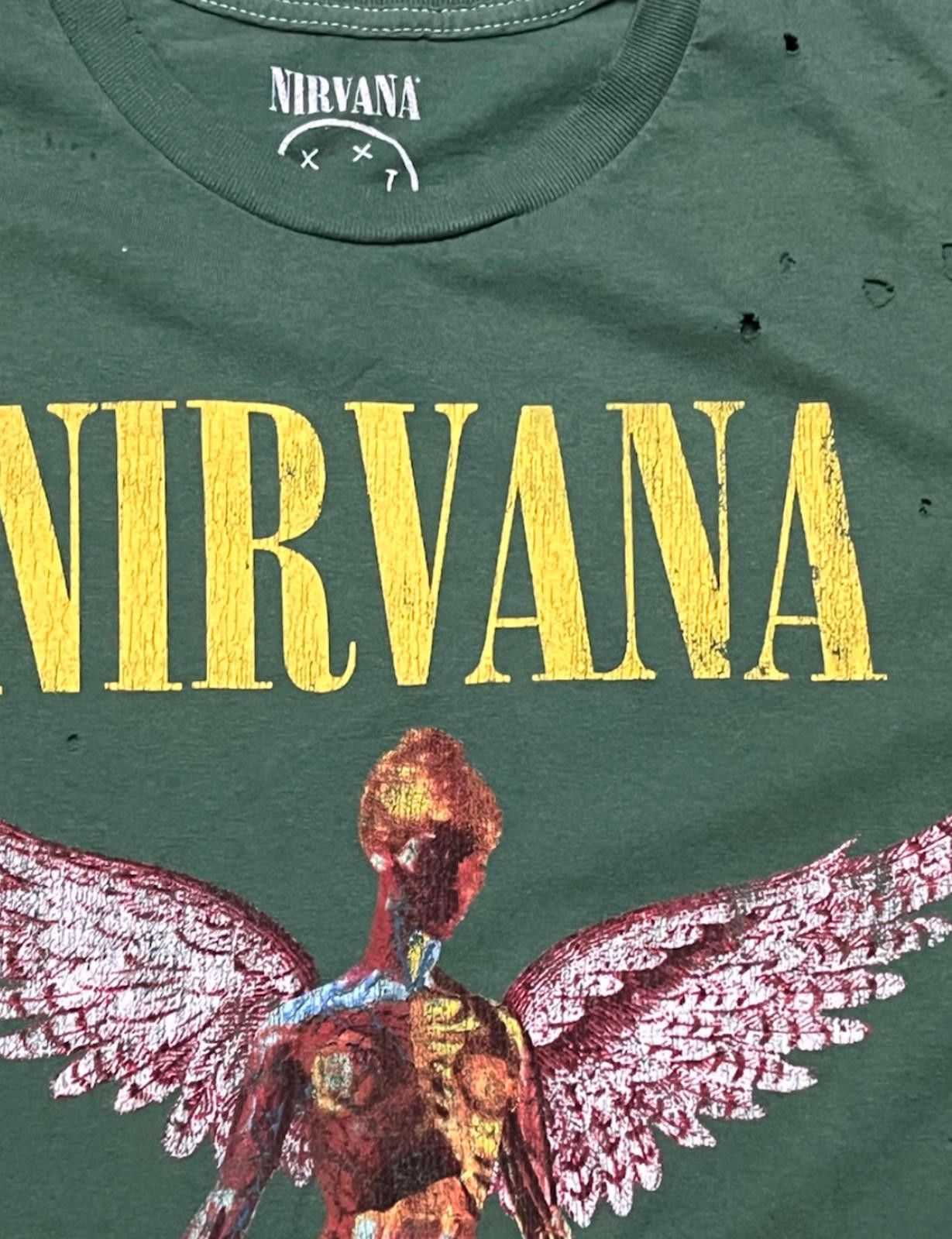 Nirvana Nirvana In Utero Angel Unisex Distressed Tee Dark Green L/XL Size US XL / EU 56 / 4 - 2 Thumbnail