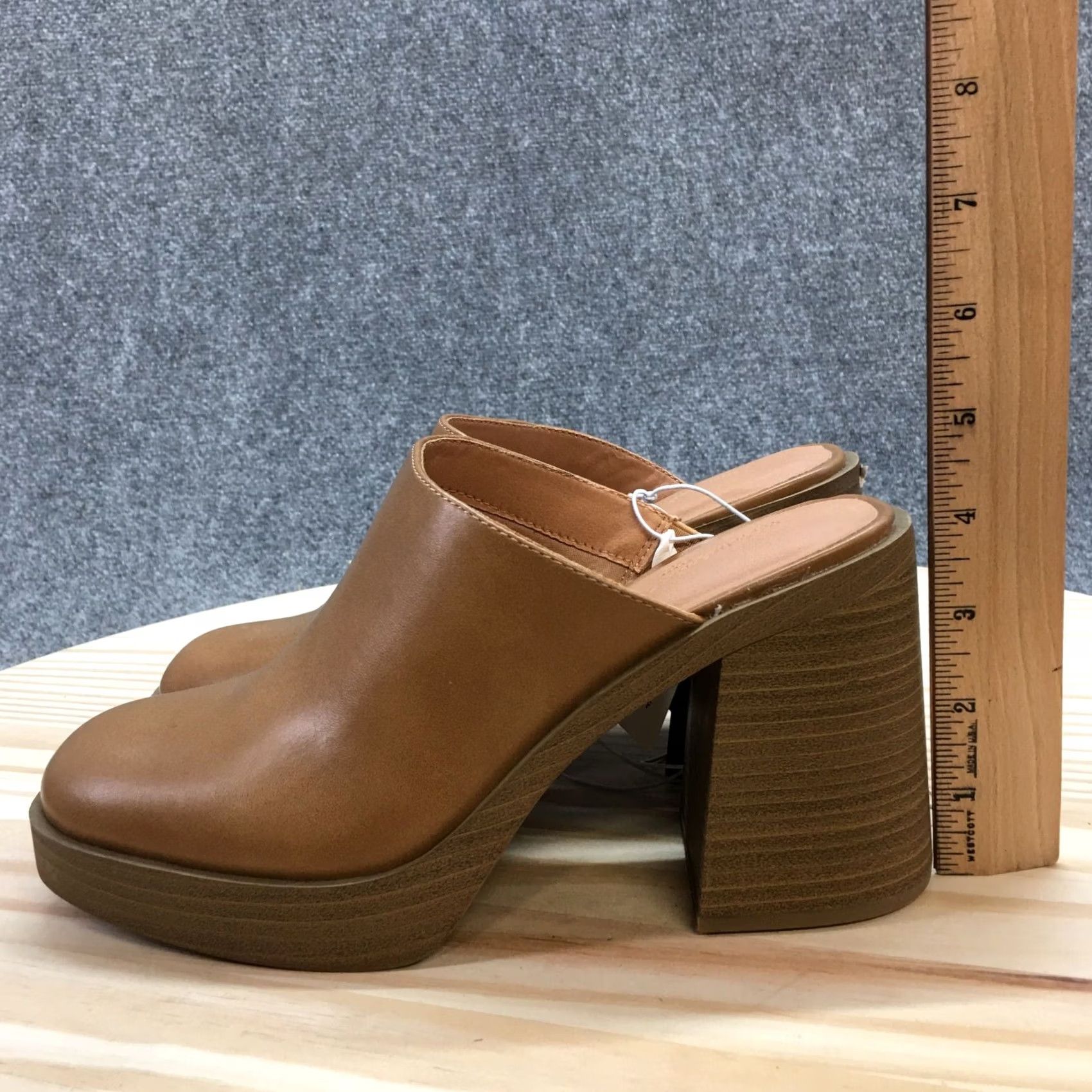 Vintage Universal Thread Heels Tess Mule Brown Faux Leather Slip On Womens 8 Casual Block Heel New Size US 8 / IT 38 - 6 Thumbnail