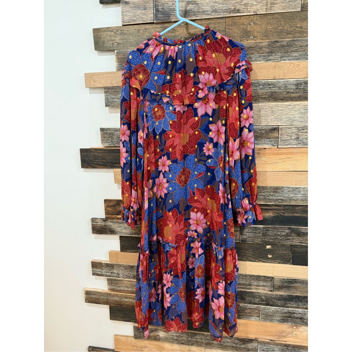 Farm Rio Farm Rio Garden Navy Blue Red Pink Floral Midi Dress no belt Size M / US 6-8 / IT 42-44 - 3 Thumbnail