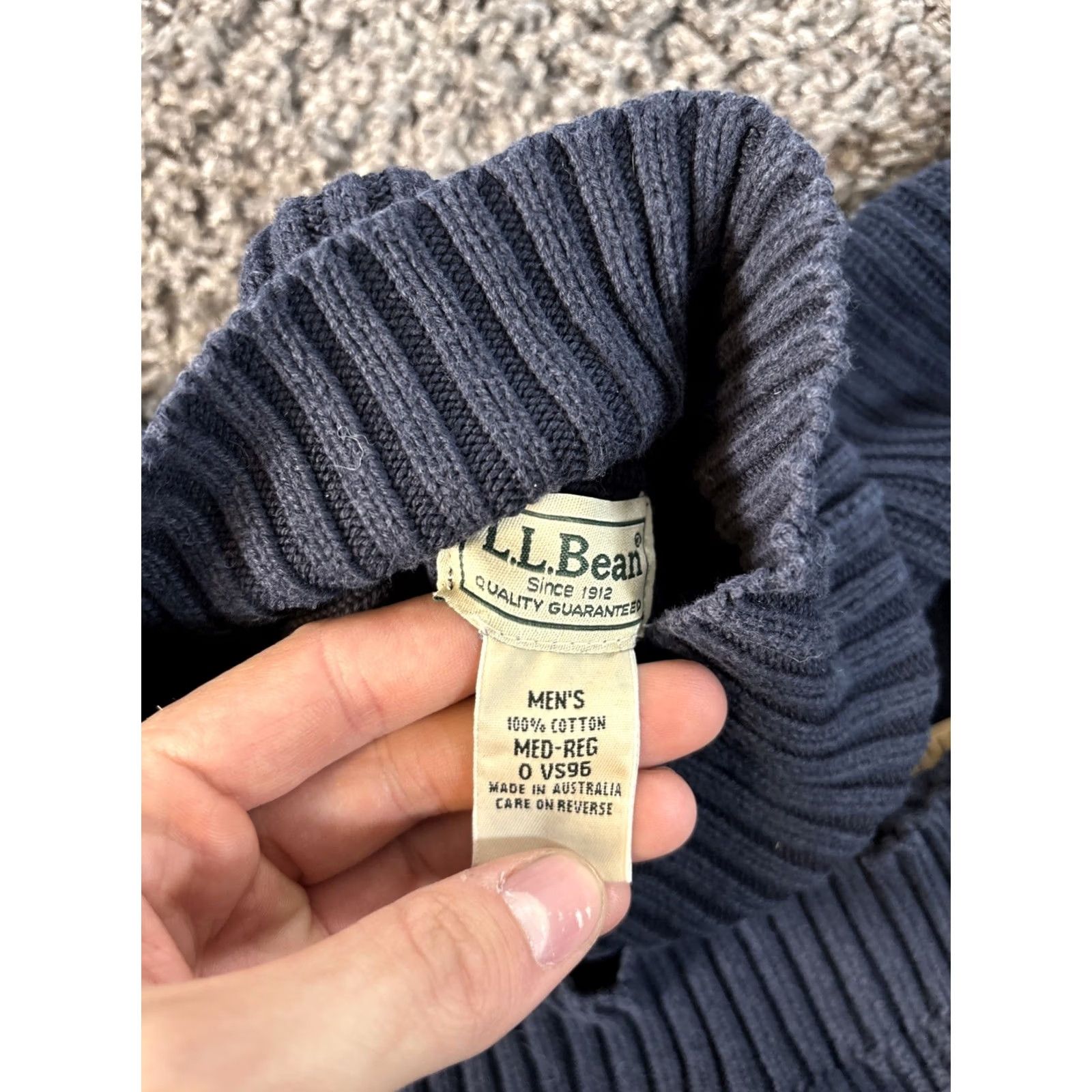 Vintage L.L. Bean Chunky Knit Turtleneck Sweater Mens M Reg Blue 100% Cotton Ribbed Pullover Long Sleeve Knit Classic Outdoor Mens Size US M / EU 48-50 / 2 - 4 Thumbnail
