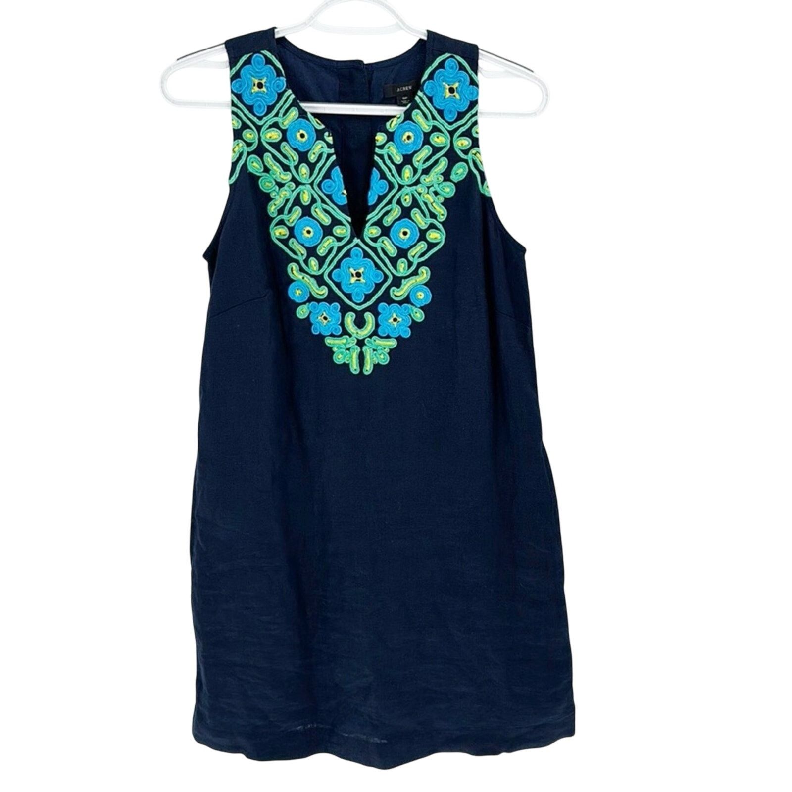 J.Crew J.Crew Button-back linen shift dress with embroidery size SP Size S / US 4 / IT 40 - 1 Thumbnail