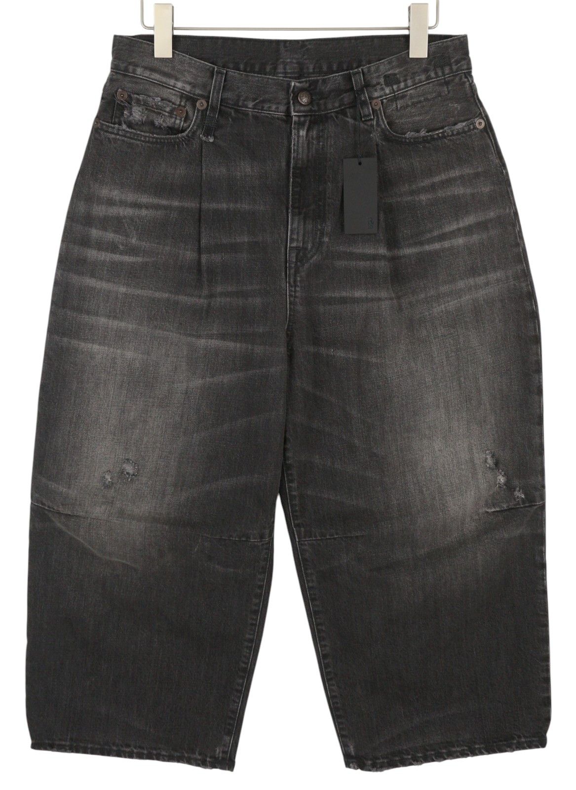 R13 CROP WIDE LEG 30 Wilson Black Faded Distress PS25 86528 Size 30" / US 8 / IT 44 - 2 Thumbnail